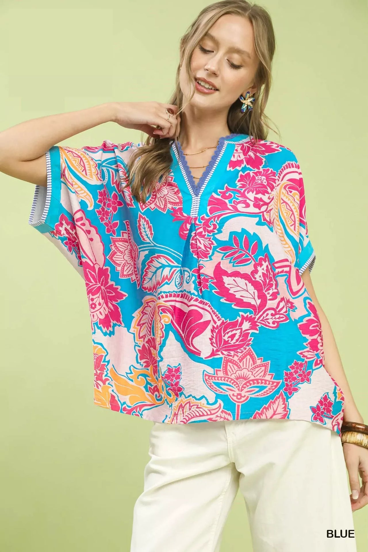 Umgee Abstract Print Oversized Top