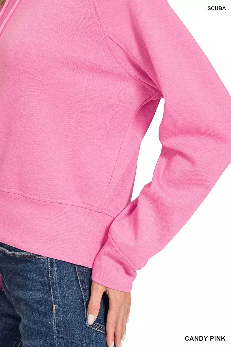 Zenana Drawstring Scuba Hoodie