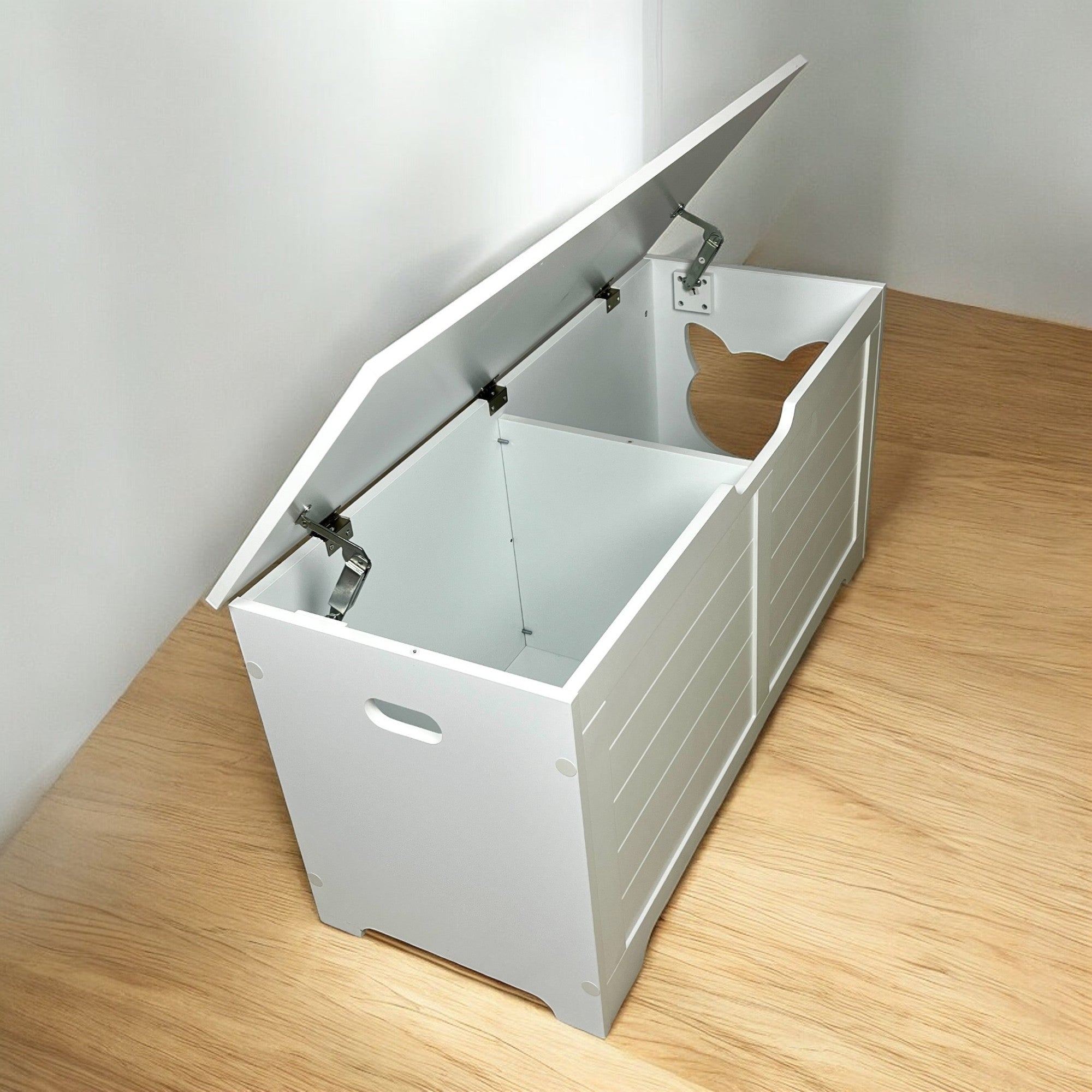 39.4' Top open Cat Litter Box Enclosure Furniture, Cat Washroom, Hidden Litter Box Cover, Cabinet for Large Cat, Dog Proof Cat Litter Boxes, Hideaway Litter Box, Cat House, White