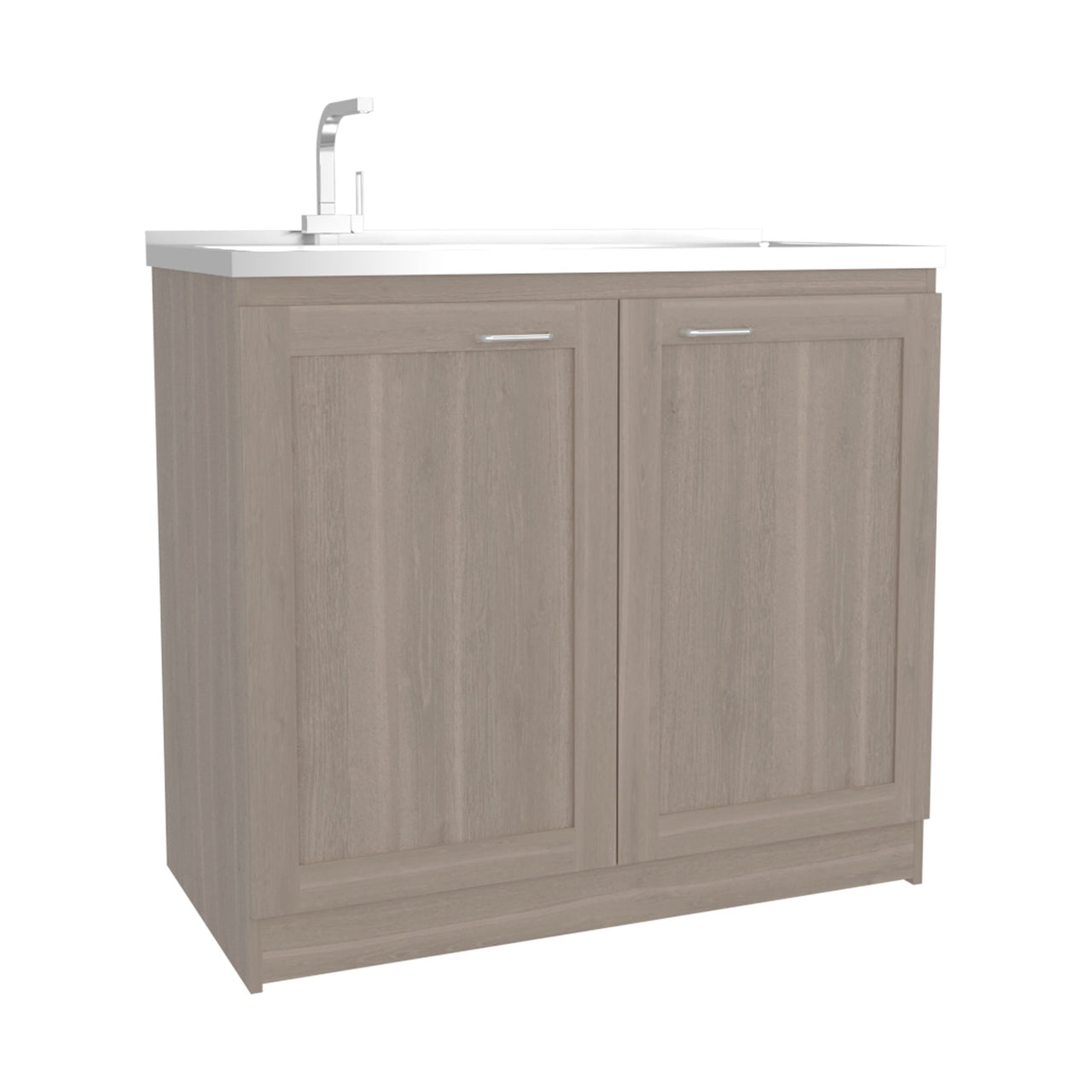 Utility Sink Cabinet 36' H, 2 Doors, 2 Shelves, White Oak - Kitchen