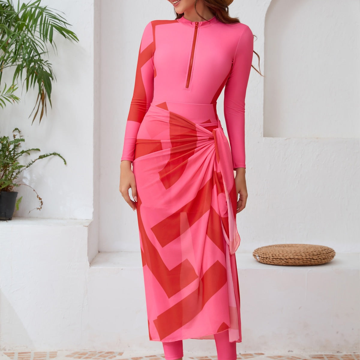 Long Sleeve Peplum Swim Set(MB025)