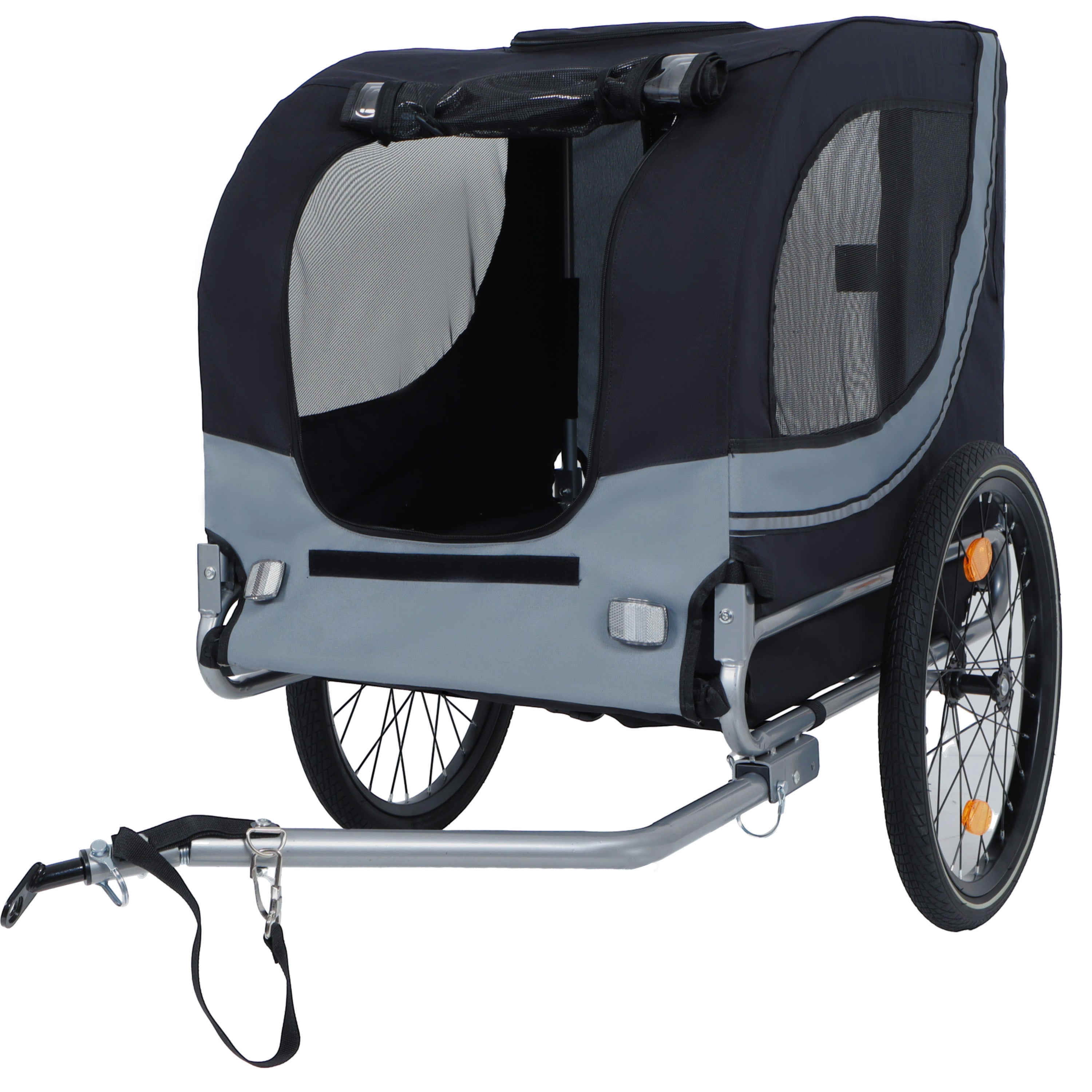 Large Folding Bike Trailer for Dogs – 66LB Capacity All-Terrain Pet Carrier, Durable Steel Frame for Cycling, Jogging, Camping & Outdoor Adventures, Black- Gray