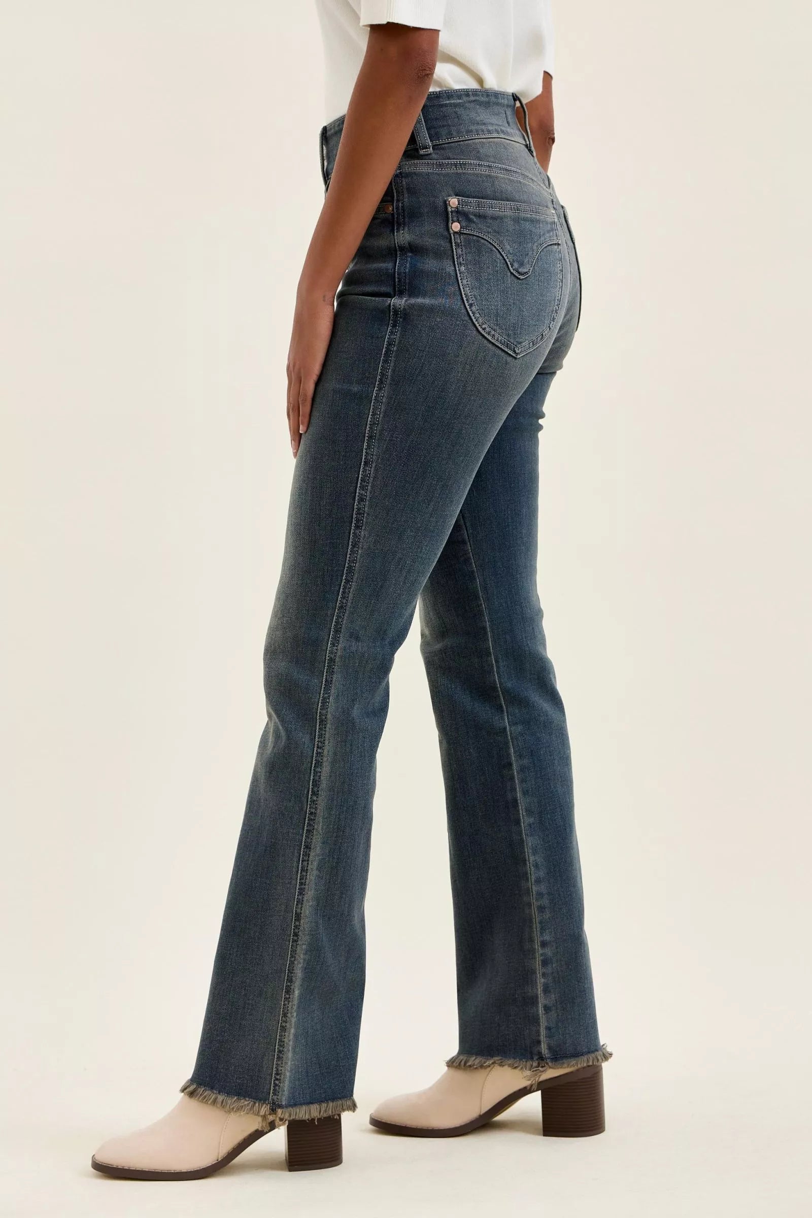 Judy Blue High Waist Double Button Frayed Hem Jeans