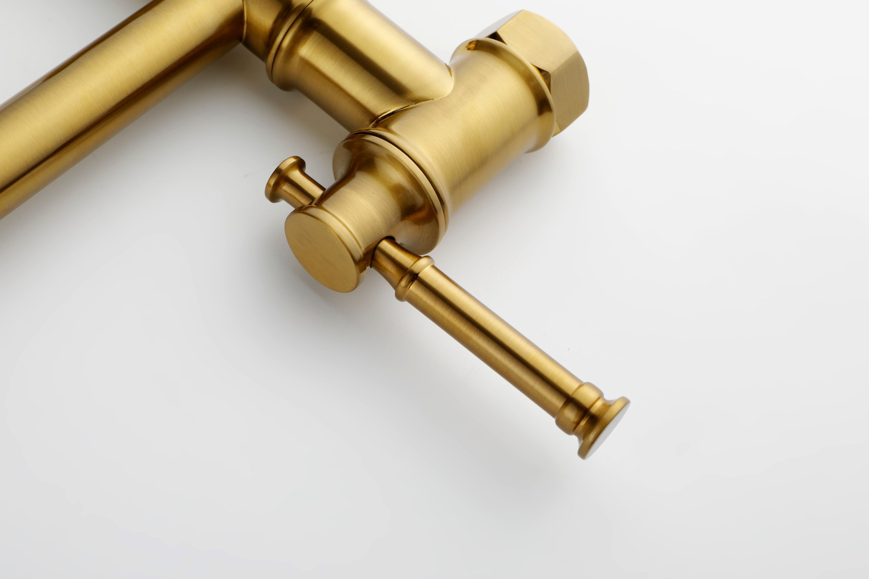 Wall mounted Pot Filler Faucet, Modern Brass Pot Filler Two-Attachment Wall Mount Folding Kitchen Pot Filler Swing Arm