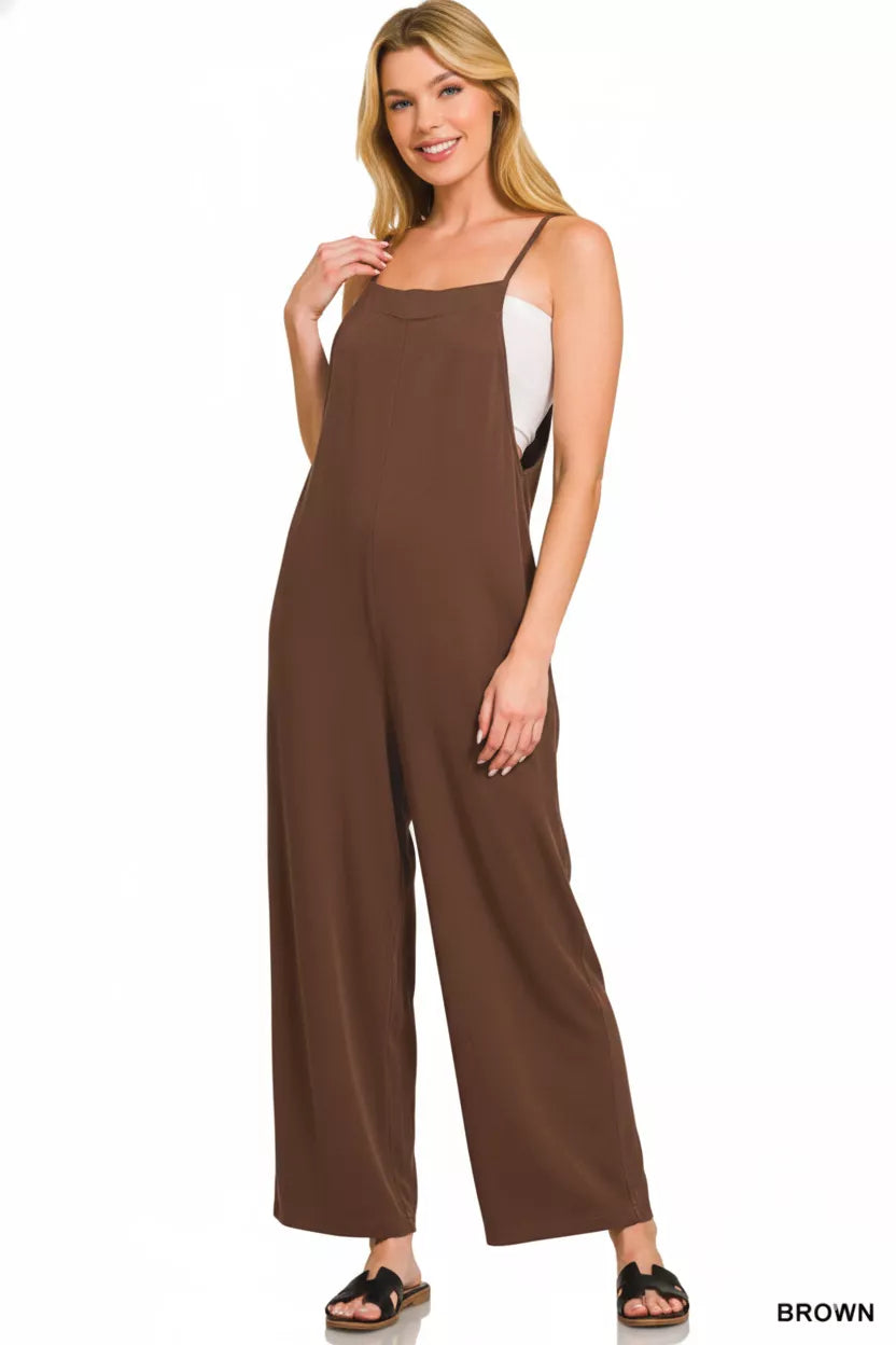 Zenana Rayon Woven Wide Leg Jumpsuit
