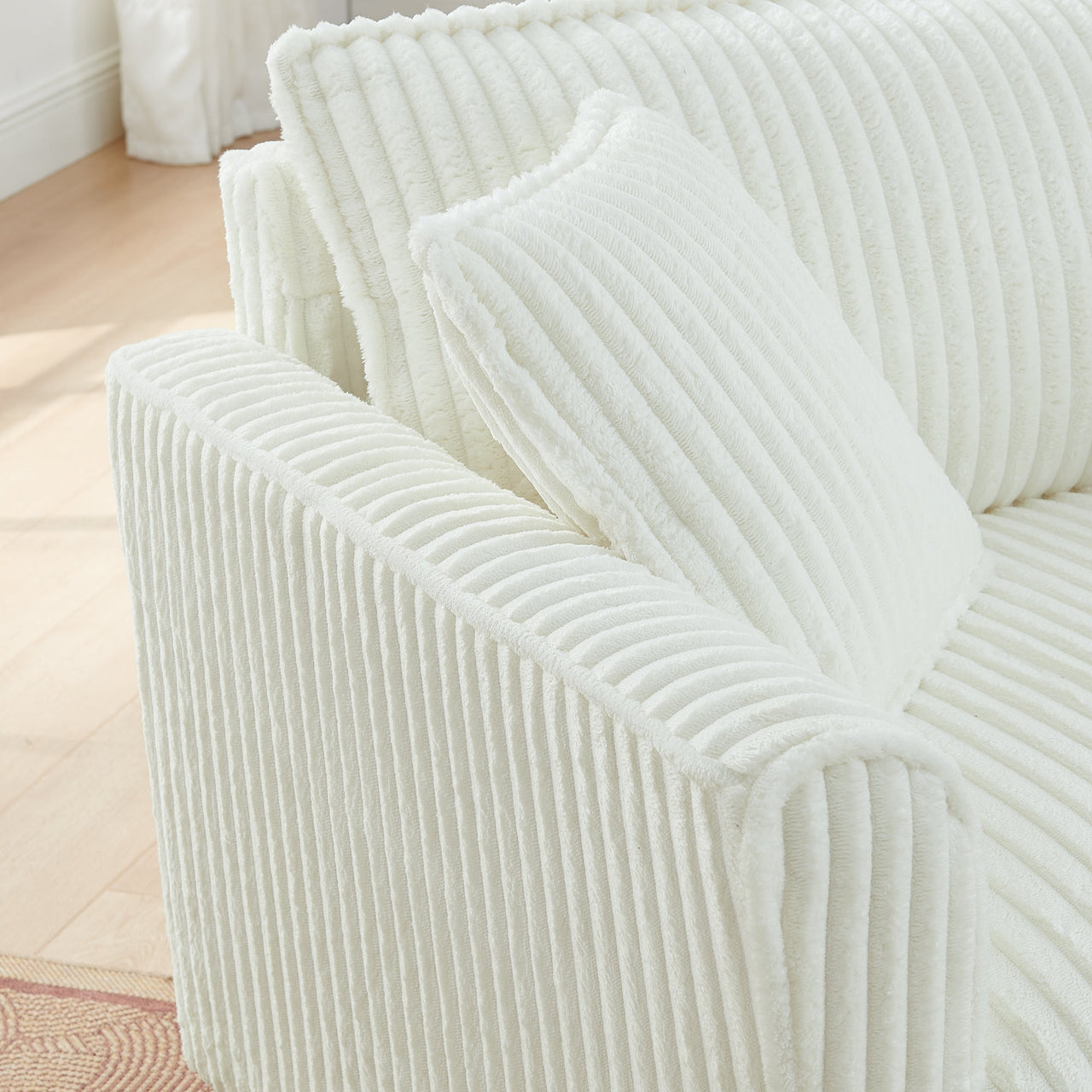 Lazy sofa chair, comfortable single-person sofa chair, with a backrest and soft seat cushion, having armrests on both sides, suitable for living room and bedroom - Beige