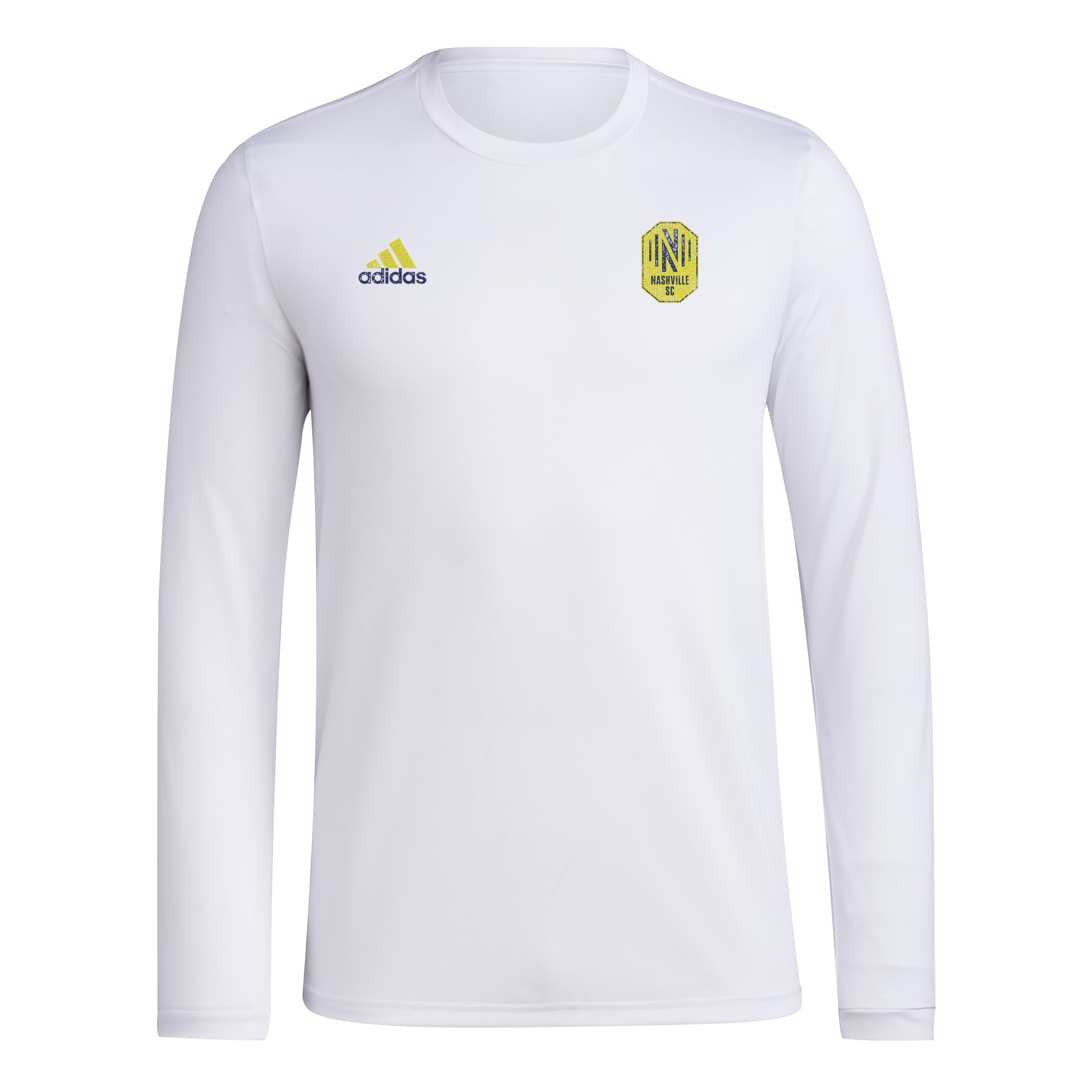 adidas Mens SC Long Sleeve Pre-Game T-Shirt White/Nashville Soccer Club 3X-Large