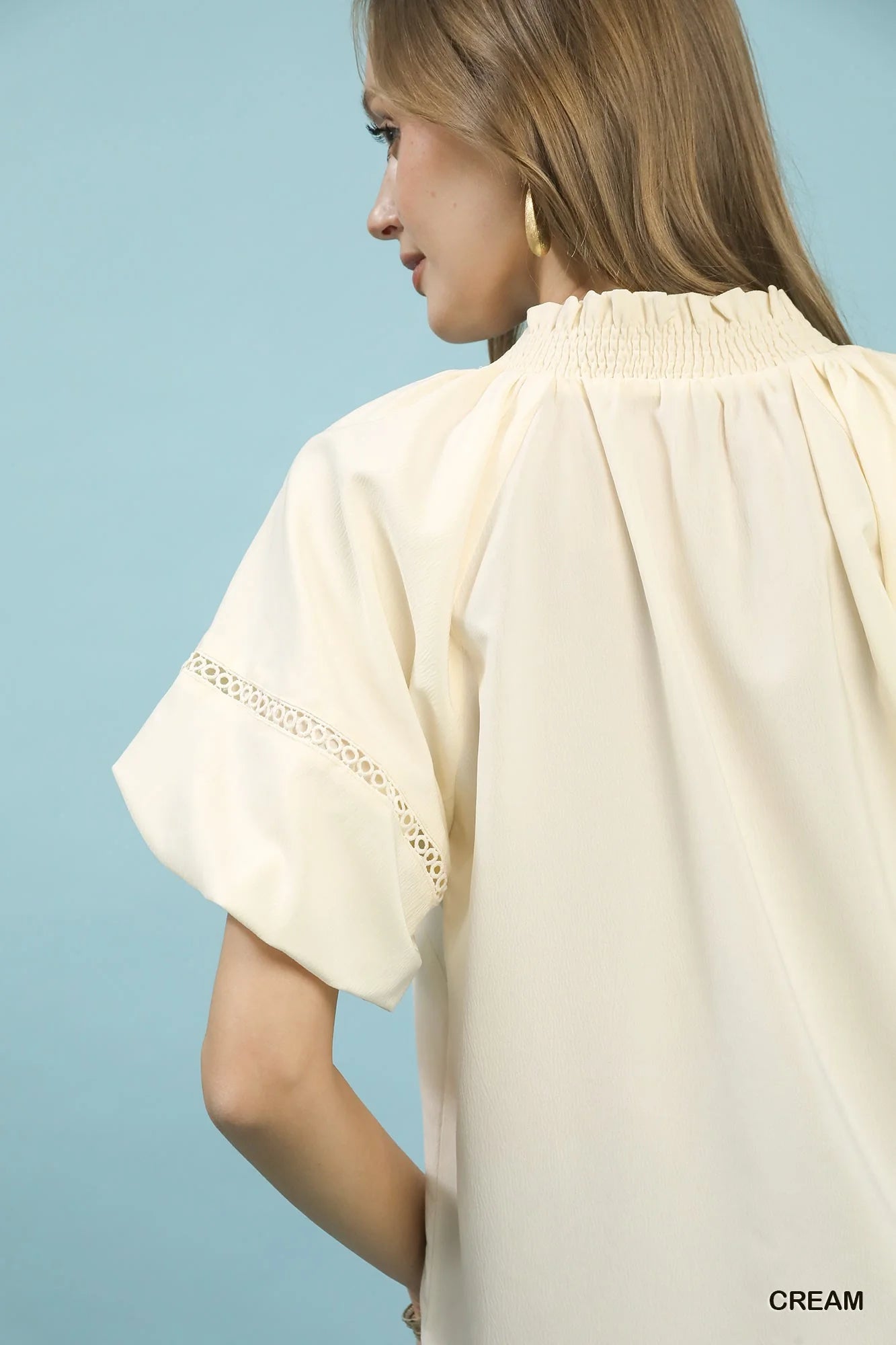 Umgee Lace Trim Peasant Top