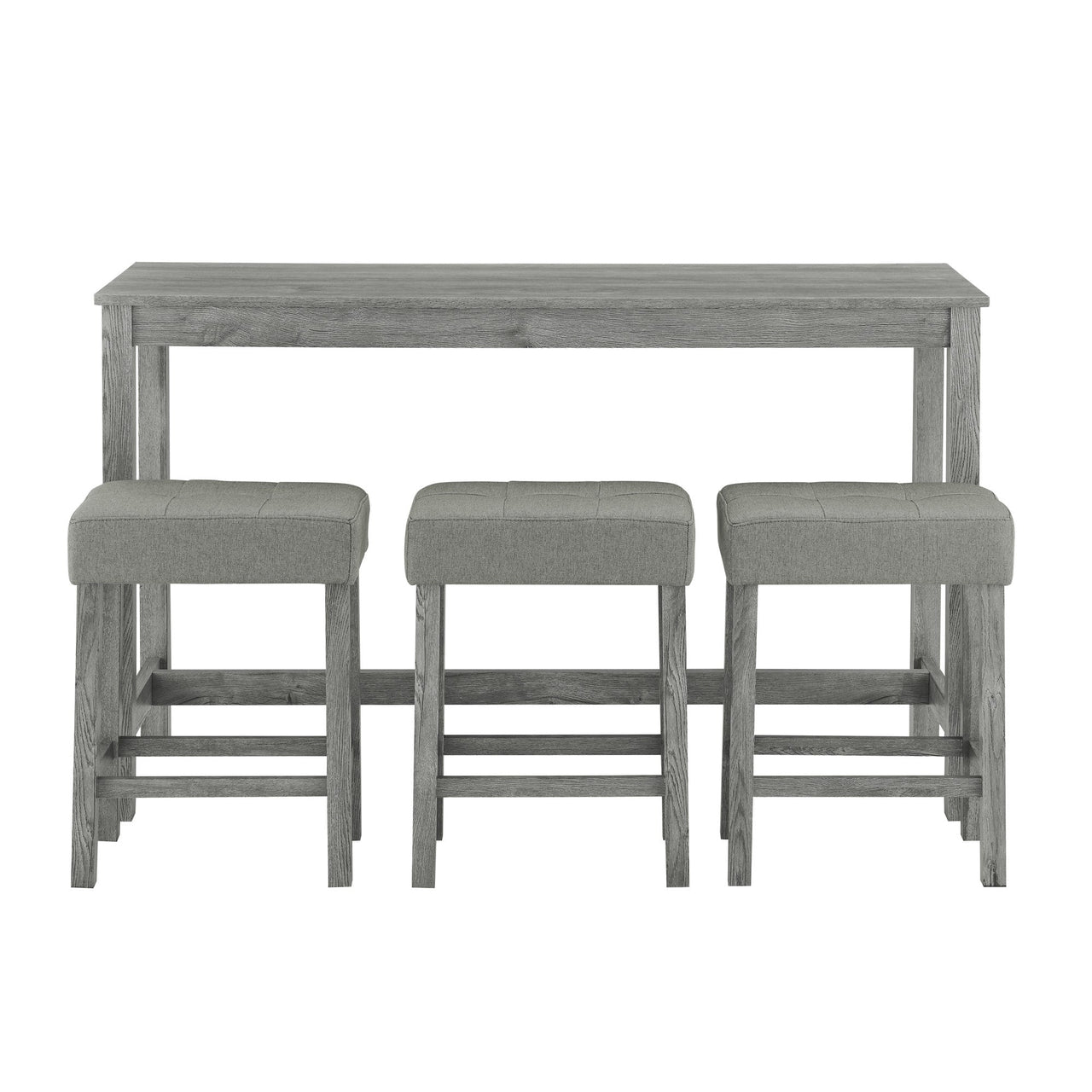 59 Inch Bar Table, Dining Table, Sofa Table with Power Outlet, 3 Upholstered Stools, 4 Piece Bar Table and Chair Set for Living Room, Dining Room, Kitchen