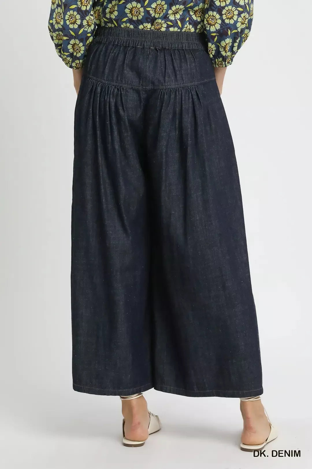 Umgee Stone Washed Wide-Leg Button-Front Culottes