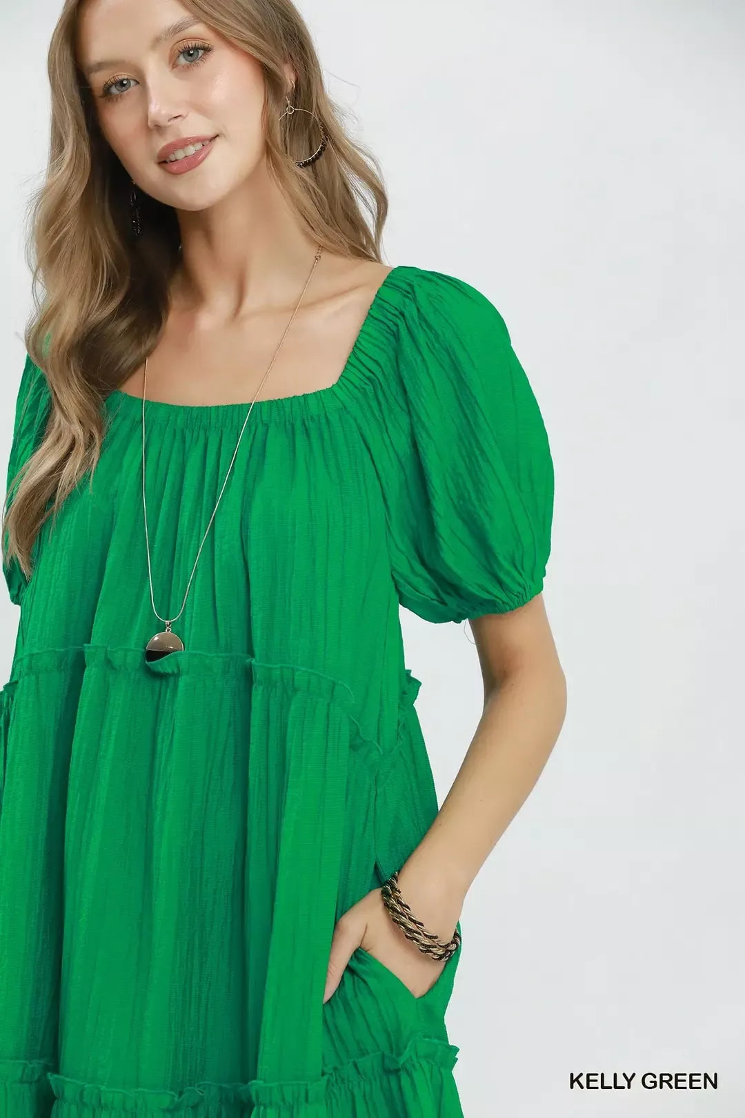 Umgee Textured Tiered Midi Dress