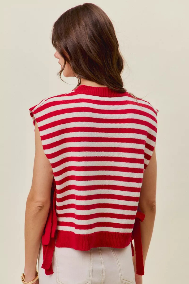 SO ME Stripe Star Patch 4th Of July Side Tie Vest Top