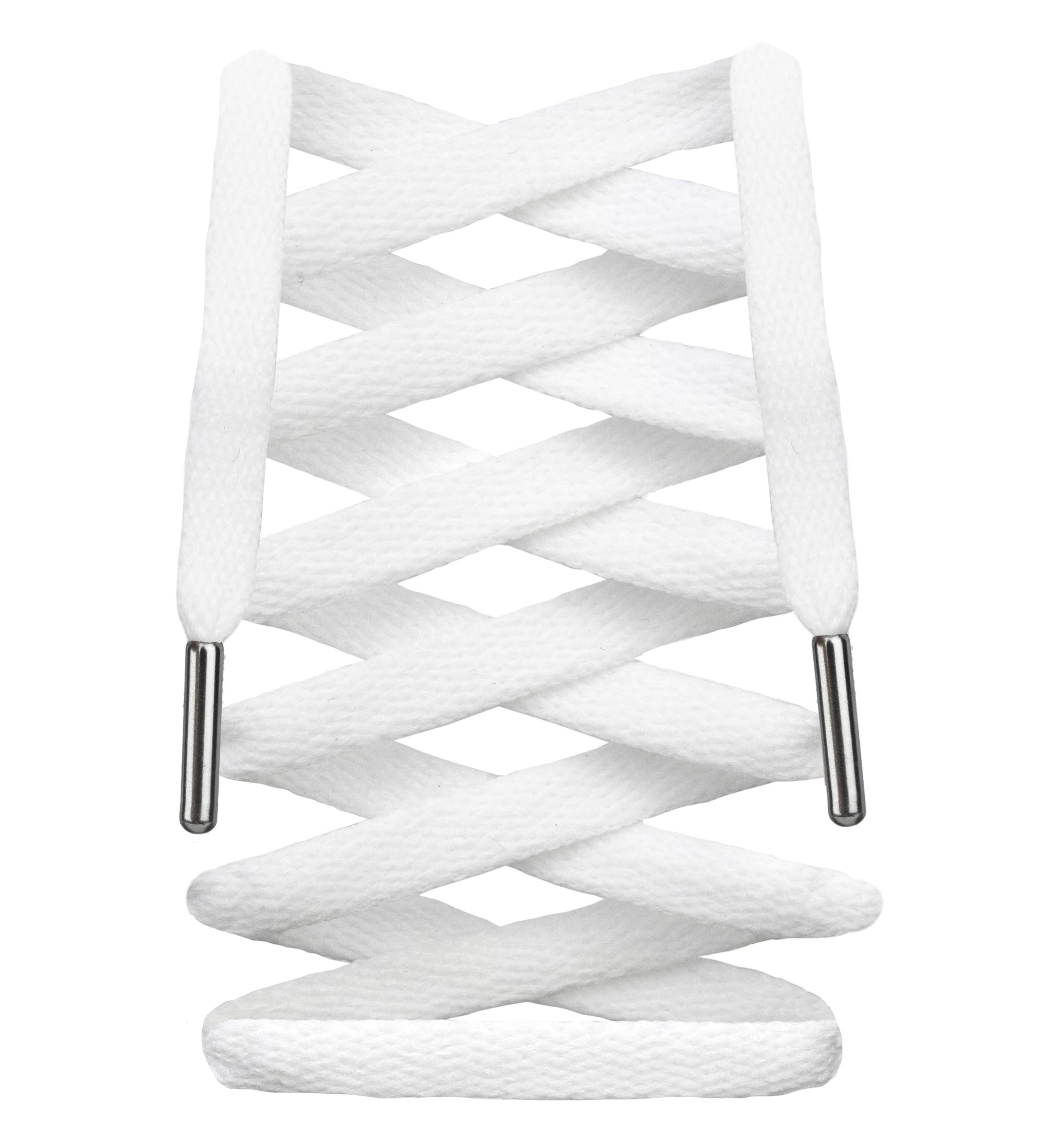 LitLaces - Premium Flat Cotton Shoe Laces Replacement for Air Jordan Nike Dunk Air Force 1 Converse & Casual Shoes (White/Silver 72