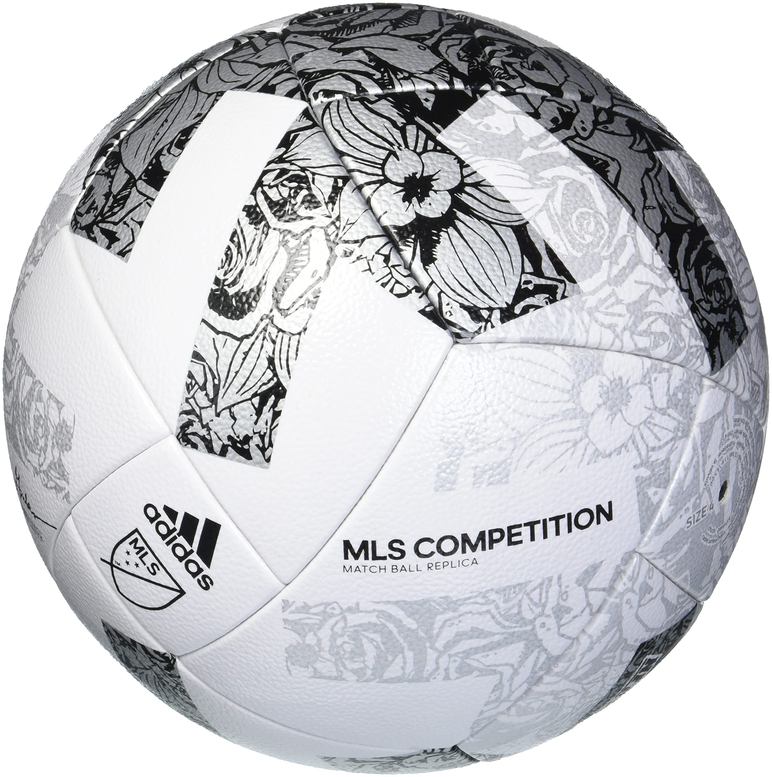 adidas MLS Competition Match Ball Replica Soccer Ball White/Silver Metallic/Black 5