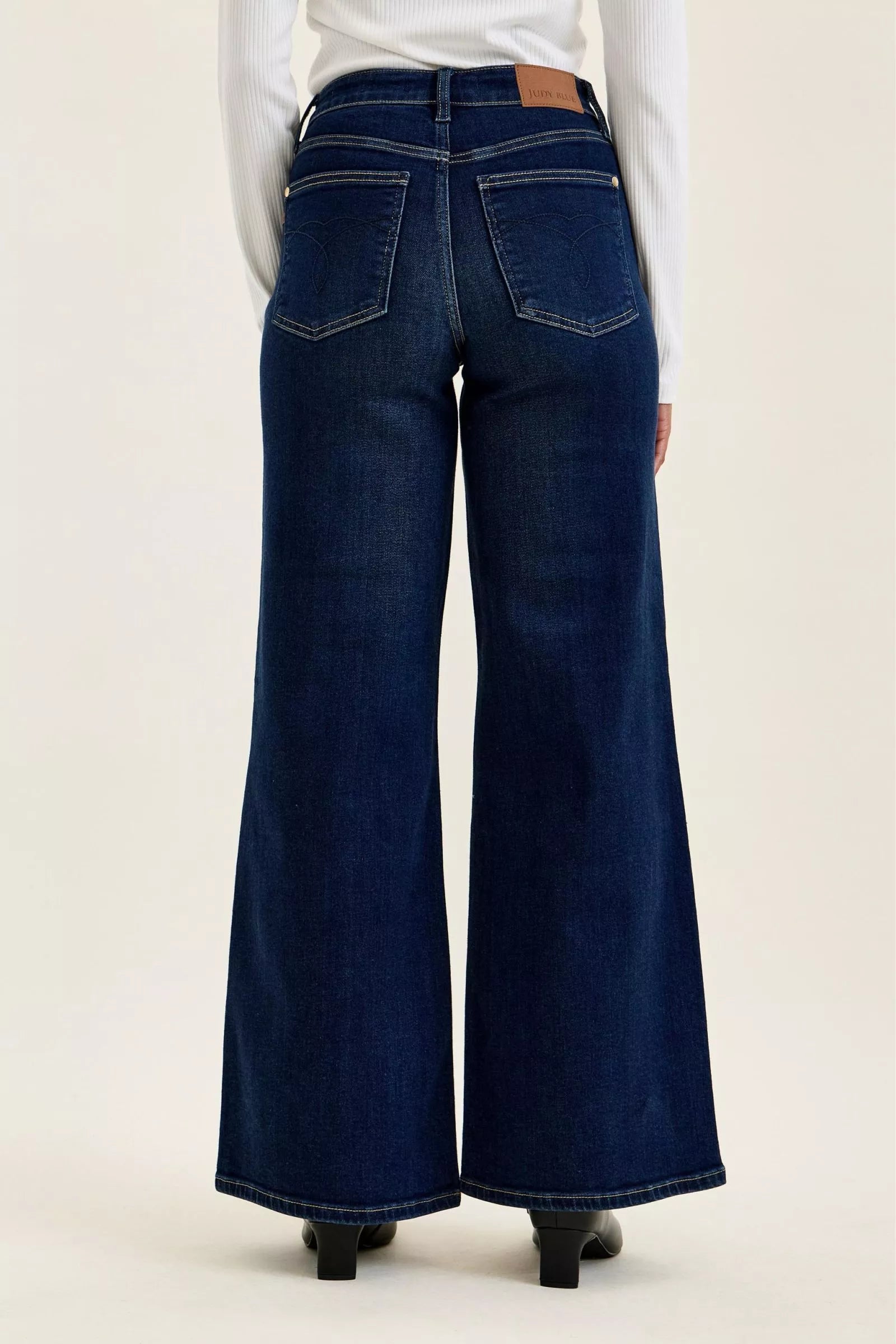 Judy Blue High-Waisted Wide-Leg Dark Wash Jeans