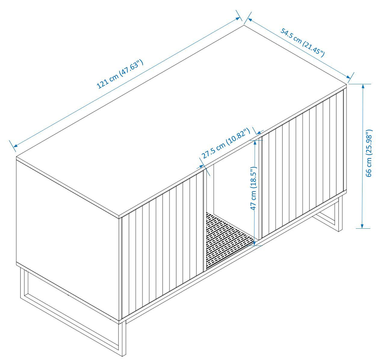 Modern Wooden Cat House with Scratching Mat - 47.64' x 21.46' x 25.98', 76.4 lbs