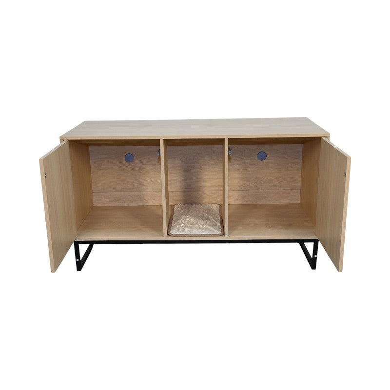 Modern Wooden Cat House with Scratching Mat - 47.64' x 21.46' x 25.98', 76.4 lbs