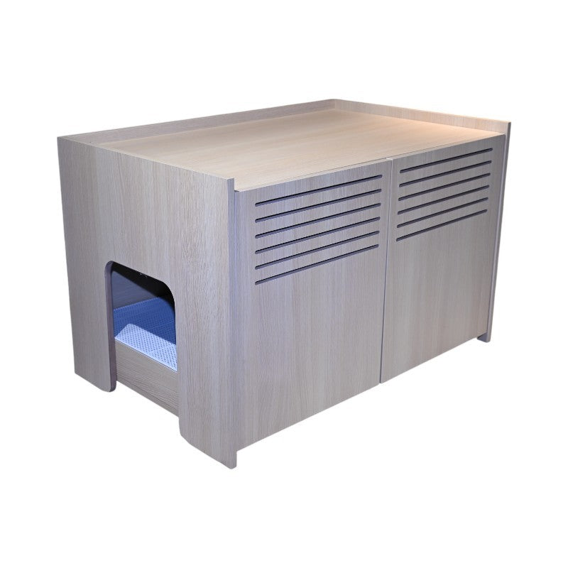 Modern Wooden Cat House with Scratching Pad , Cat Litter Box Enclosure, Spacious Hidden Cat Litter Box -33.46' x 21.06' x 21' , 45.87 lbs