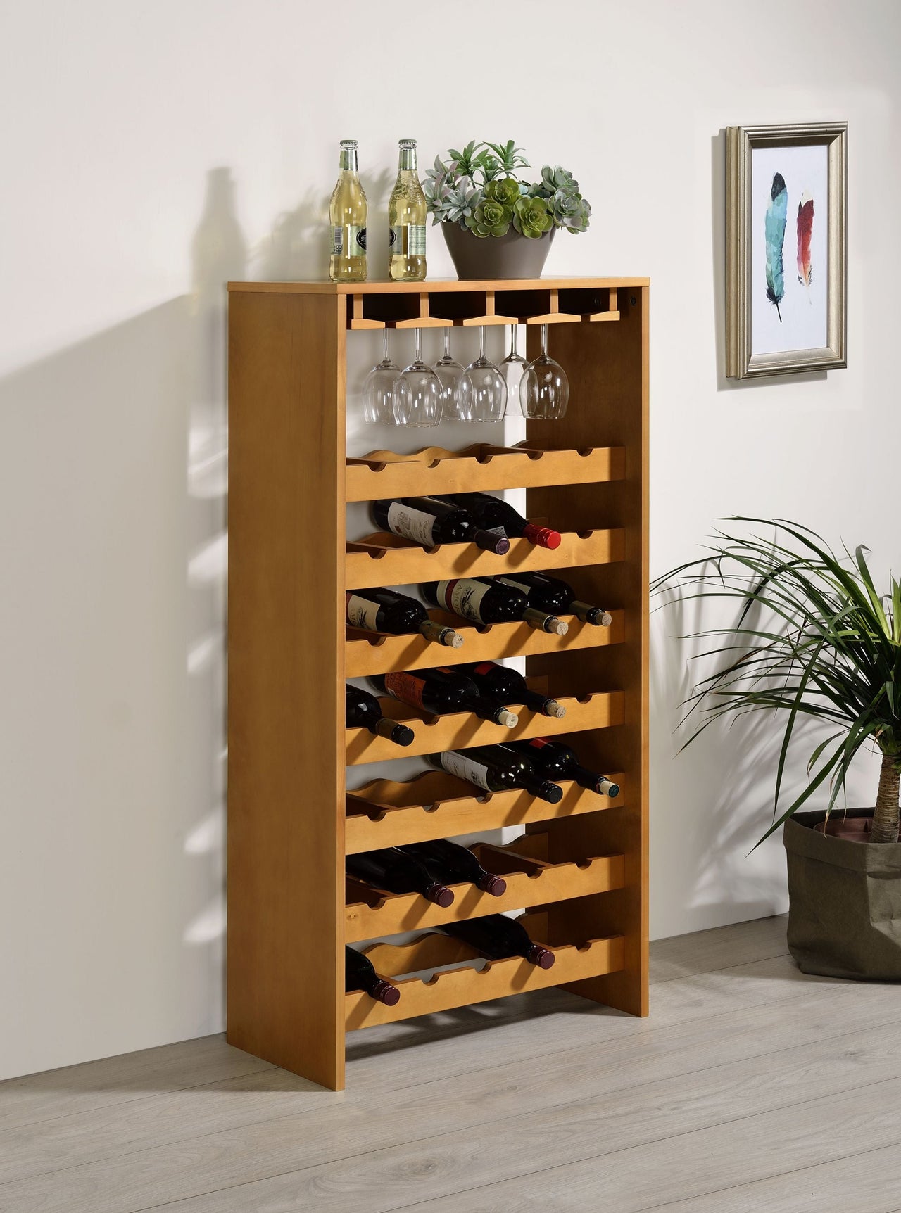 Hanzi Oak Finish Wine Rack