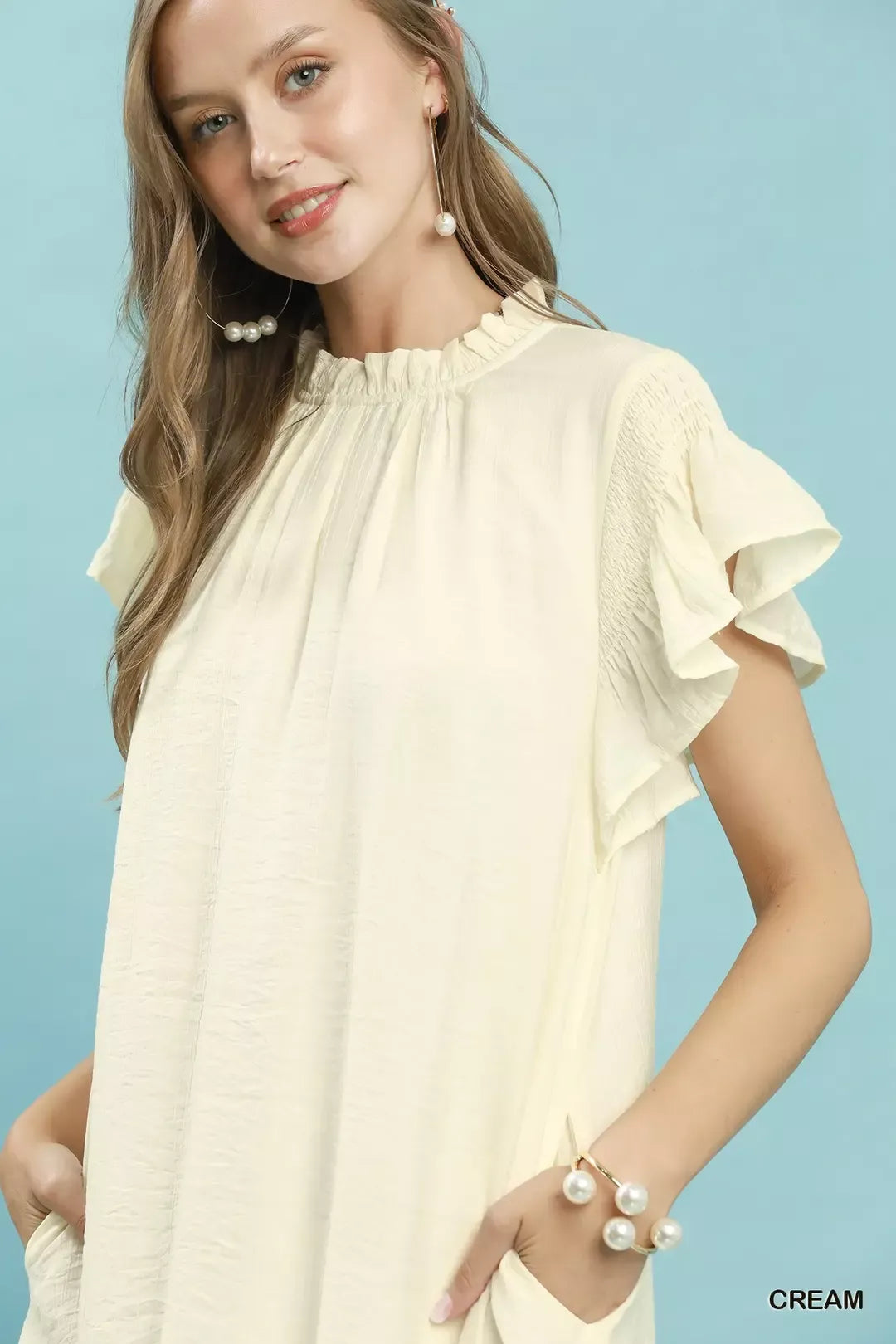 Umgee Ruffle Flutter Sleeve Dress