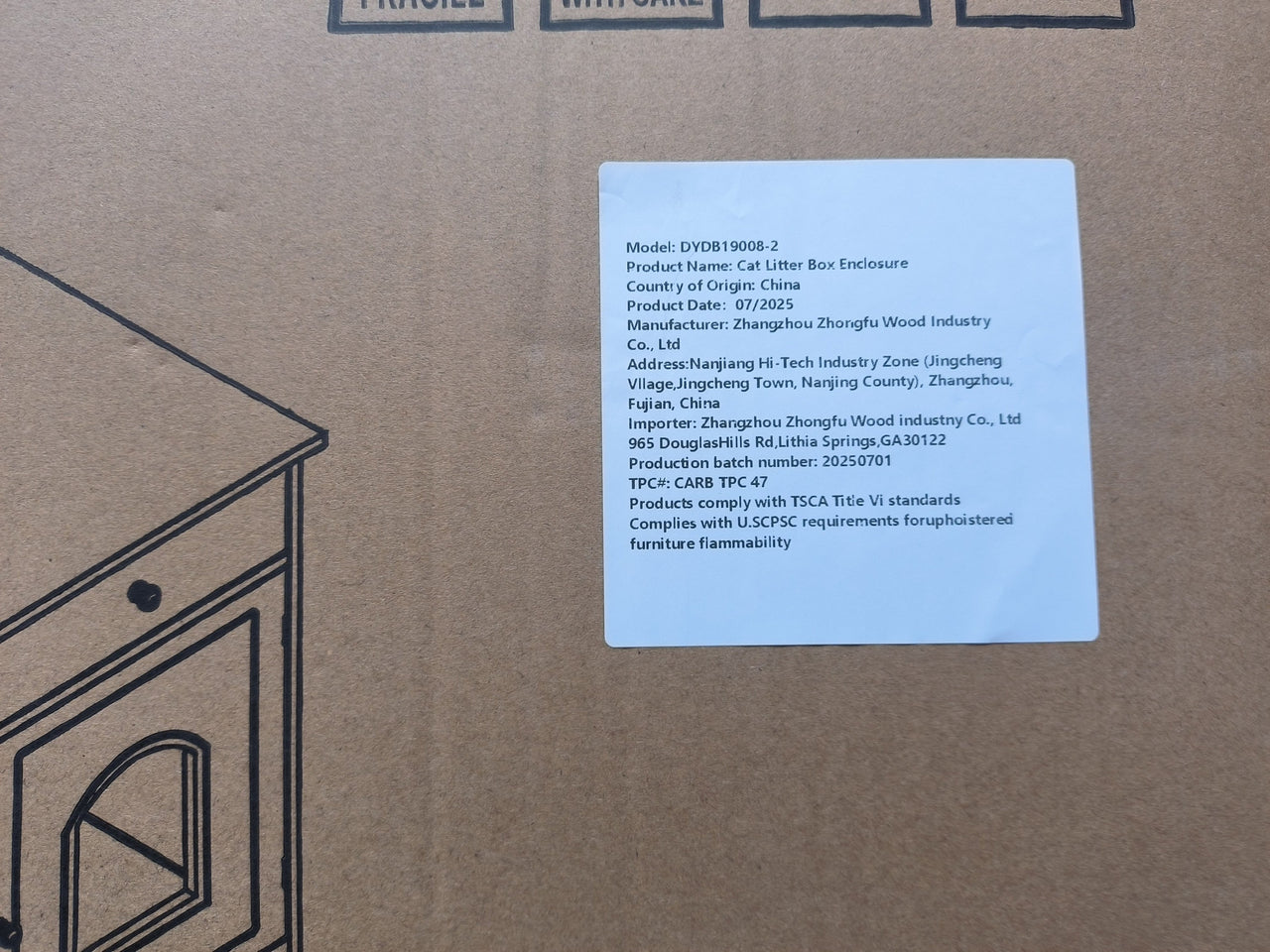 White Wooden Pet House Cat Litter Box Enclosure with Drawer and Side Table, Indoor Cat Home Nightstand for Small Cats, MDF Construction, 18.9'' W x 20.9'' D x 25'' H