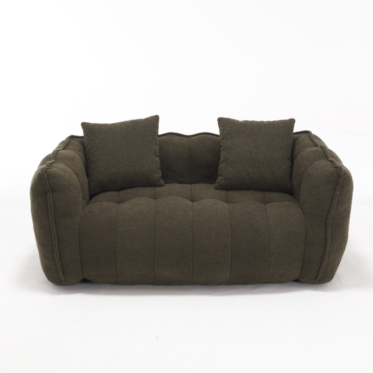 Cozy Beanbag Chair with High Resilience Foam Core for Two - Olive Green Chenille, 66x35x25 inches