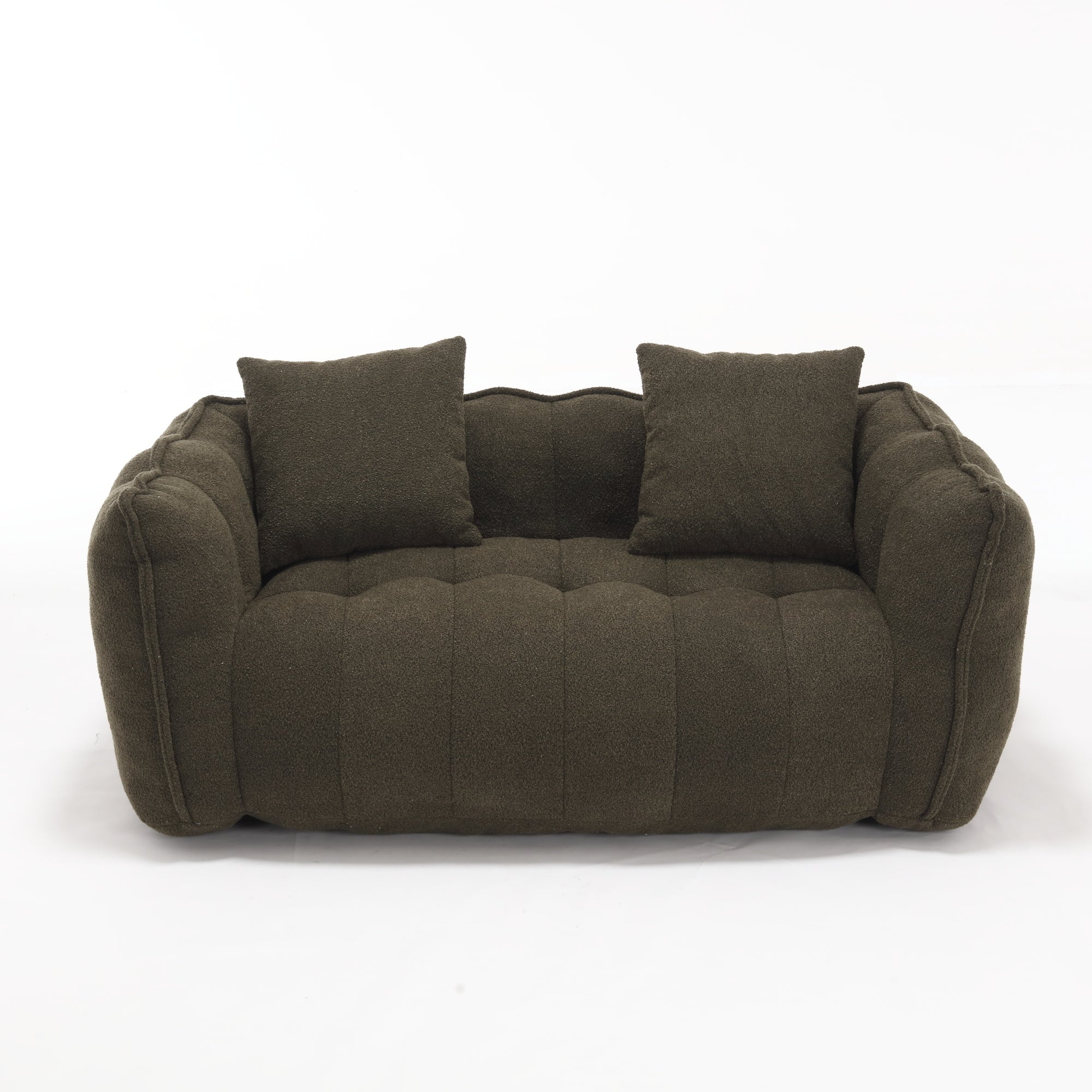 Cozy Beanbag Chair with High Resilience Foam Core for Two - Olive Green Chenille, 66x35x25 inches