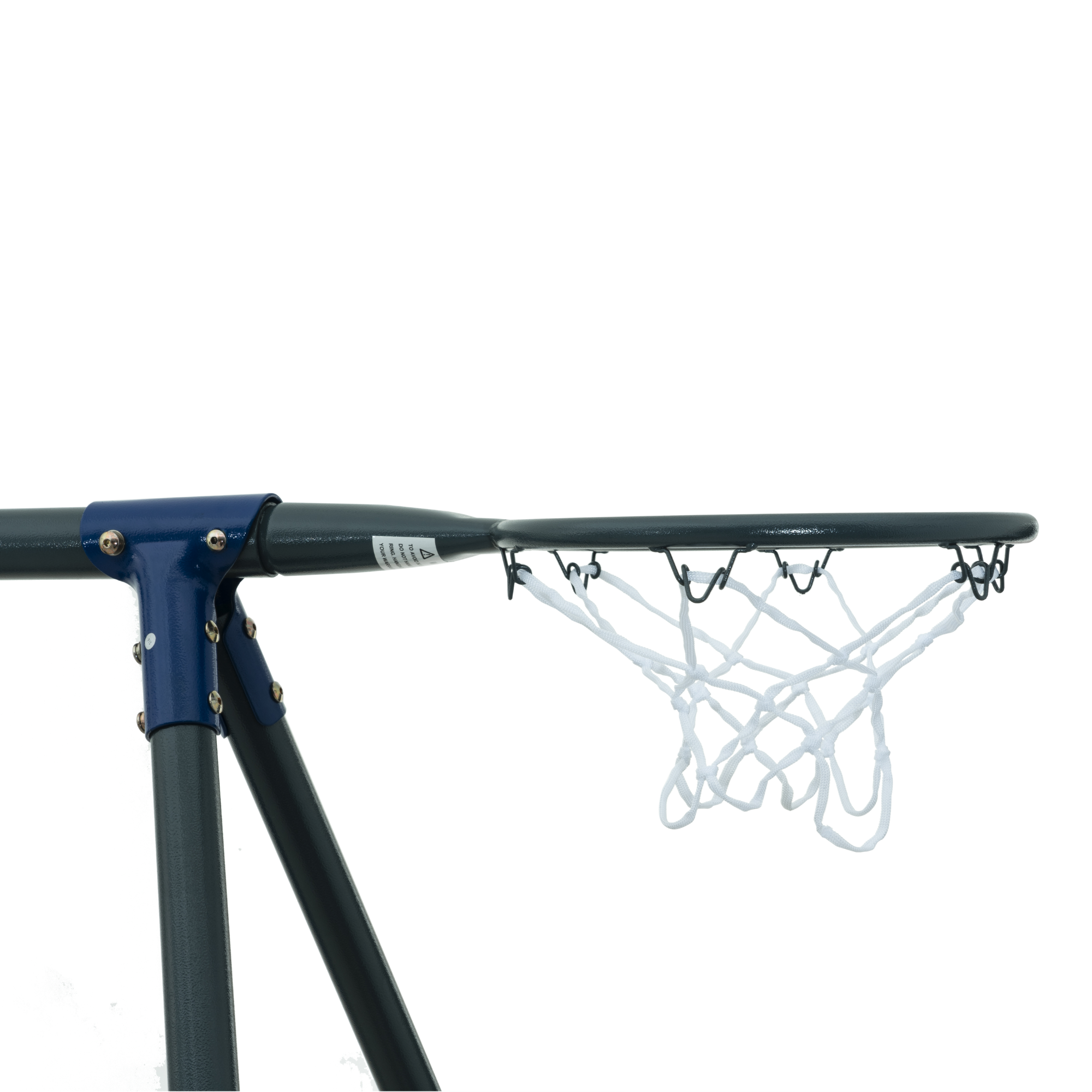 Multi unit Saucer Swingset with Mini Slide and Net Swing Grey Blue Steel Outdoor Playground 31.5in