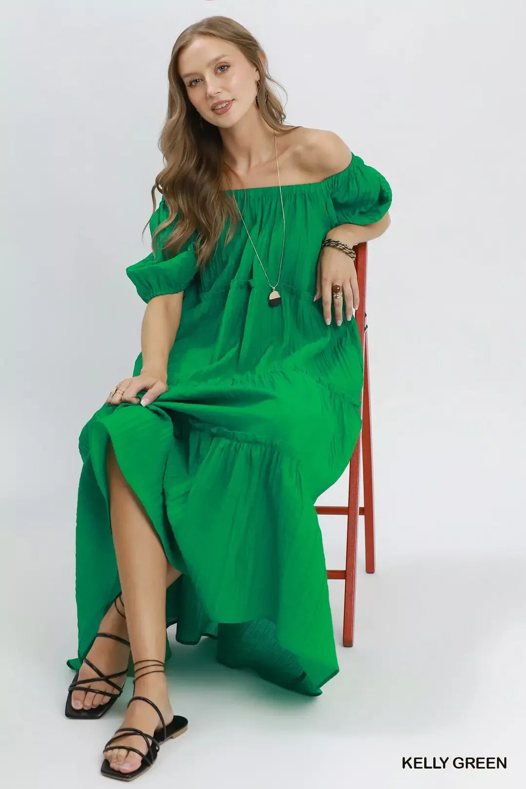 Umgee Textured Tiered Midi Dress