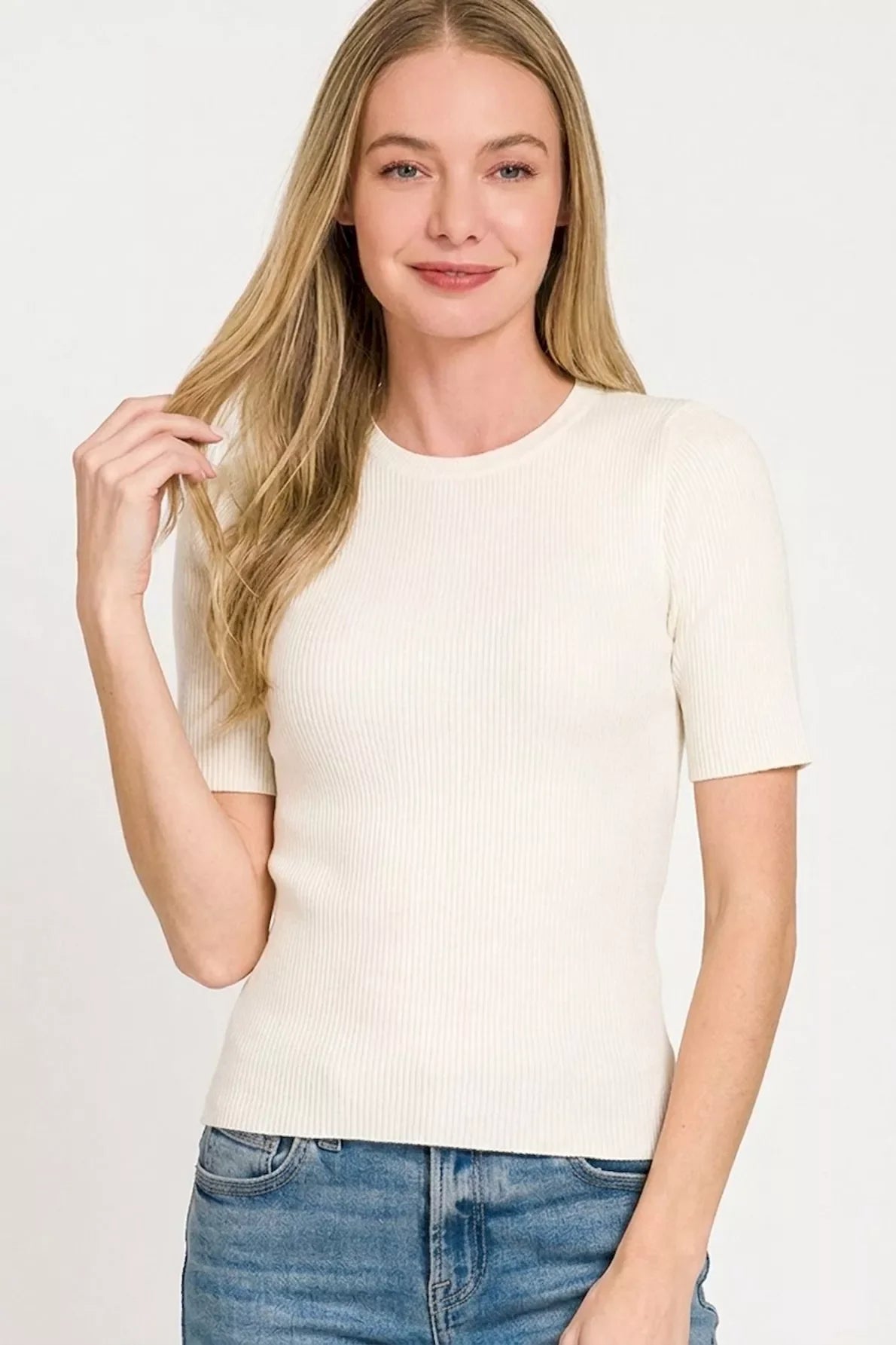 Zenana Viscose Ribbed Round Neck Sweater