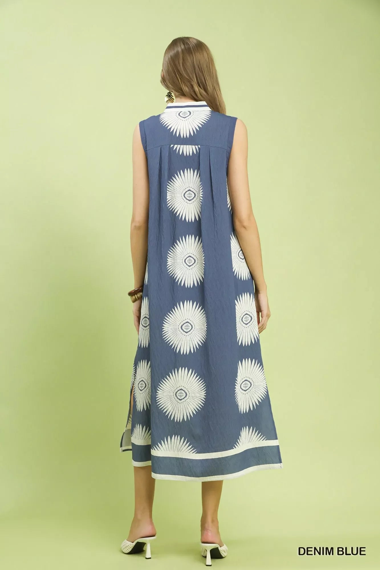 Umgee Sleeveless Geometric Midi Dress