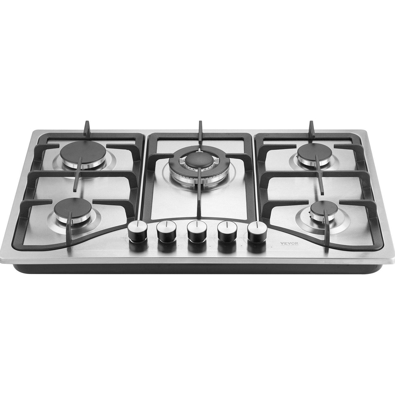 Gas Cooktop 30 inch, Max 12250BTU 5 Burners Built-in Stainless Steel Gas Stove Top, LPG/NG Convertible Dual Fuel Natural Gas Hob with Thermocouple Protection