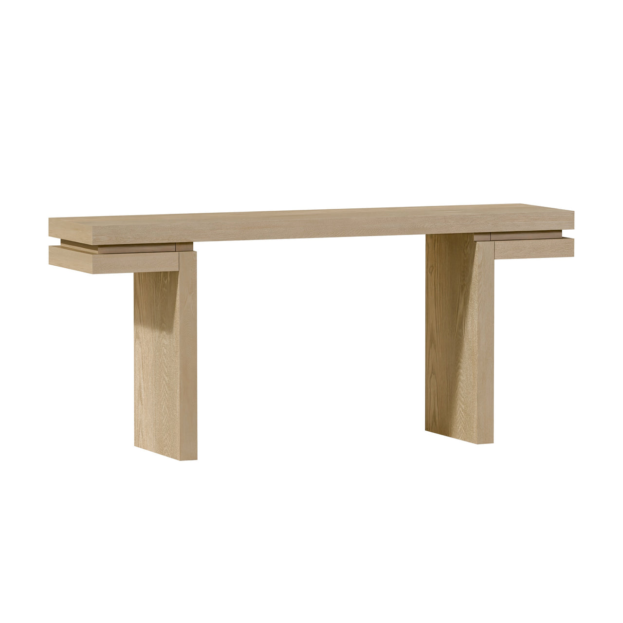 66' Extra Wide Real Wood Veneered Console Table, Minimalist Sofa Table Behind Couch for Entryway, Hallway, Living Room, Home Office, Distressed Oak