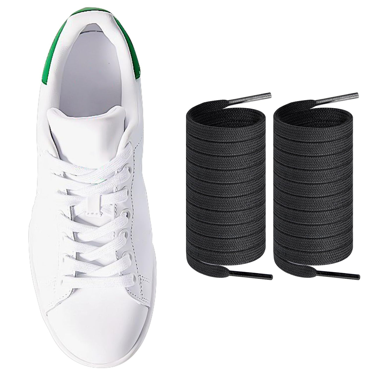 Endoto ShoeLaces for Adidas Stan Smith Flat Shoe Laces Replacement Laces for Sneaker Shoes(BlackSize:55Inch)
