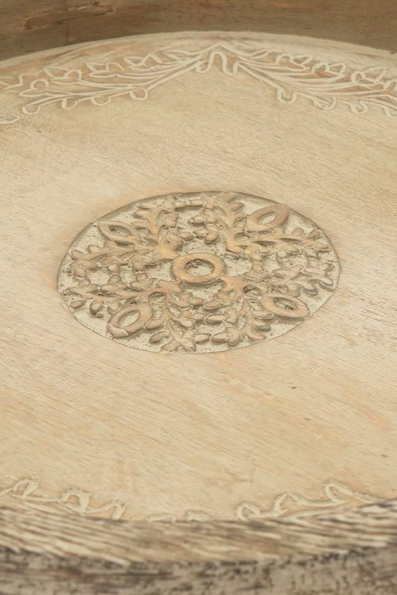 Round Mango Wood Serving Tray - 18' Rustic Brown Design for Stylish Entertaining