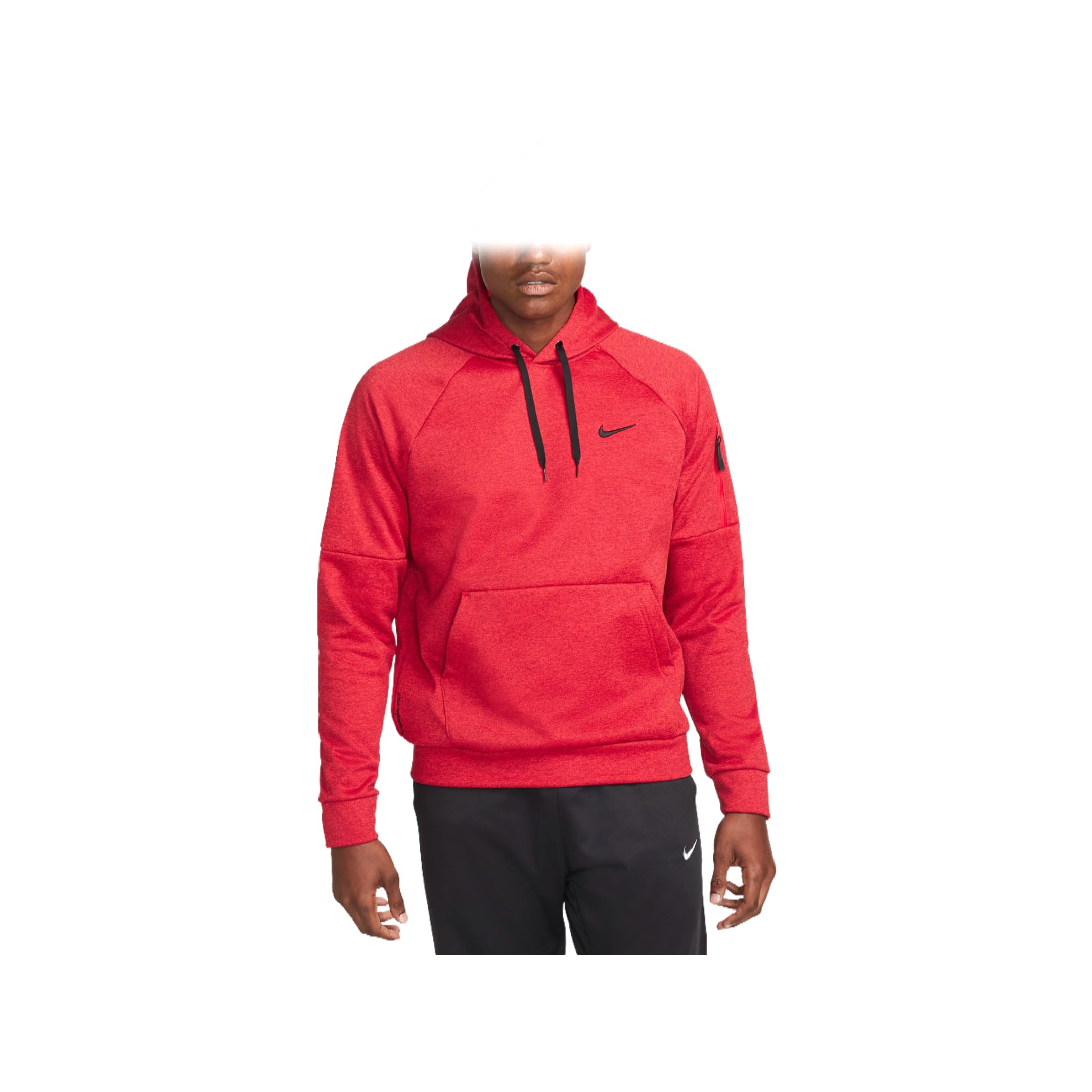 Nike Therma-FIT Mens Pullover Fitness Hoodie (US Alpha Large Regular Regular Team Red/Heather/University Red/Black)