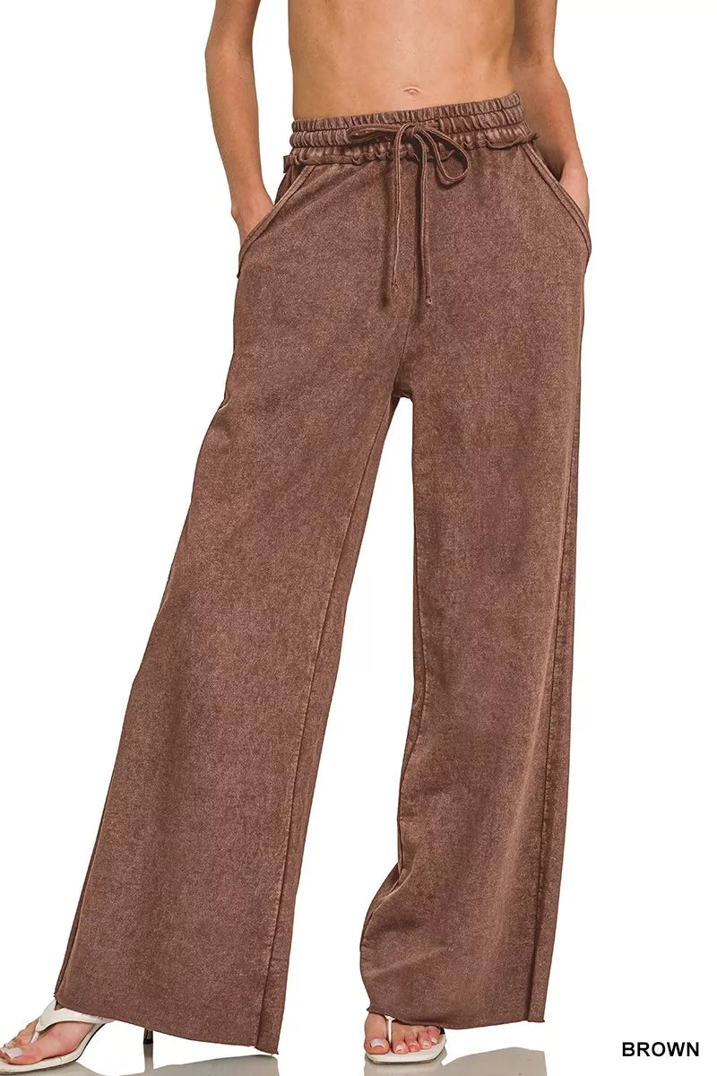 Zenana Washed French Terry Sweatpants