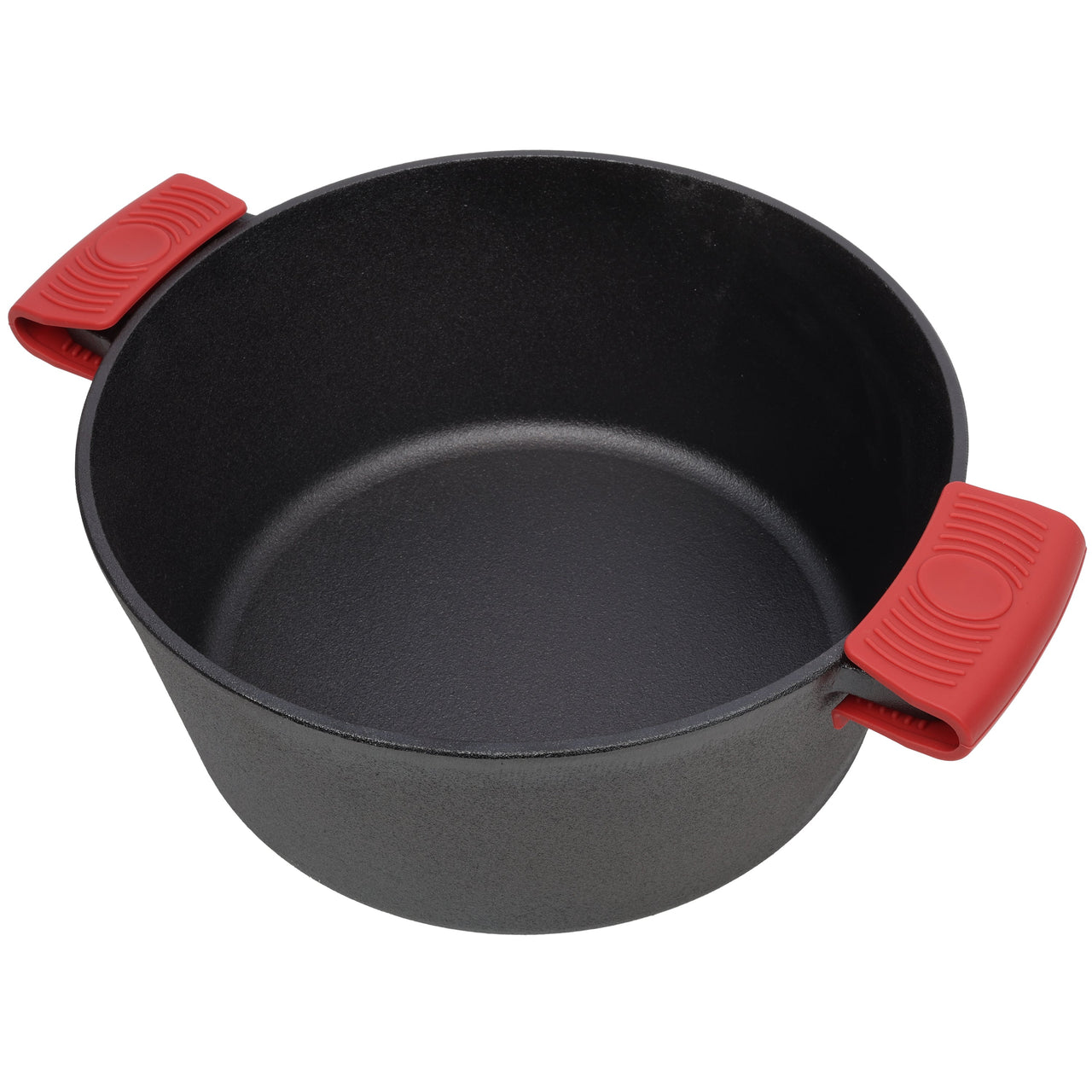 3 in 1 Pre-Seasoned Cast Iron Dutch Oven, Outdoor Camping Deep Pot, 5 Quart. Cover As A Skillet with Ribbed Bottom Design. With 2pcs Silicone Handel Covers, 1PC Lid Lifter.
