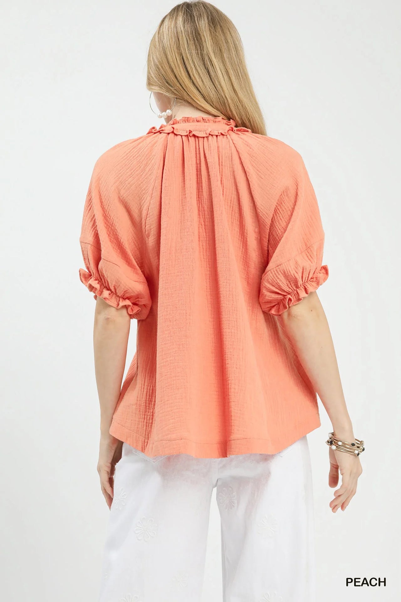 Umgee Cotton Gauze Ruffle Top