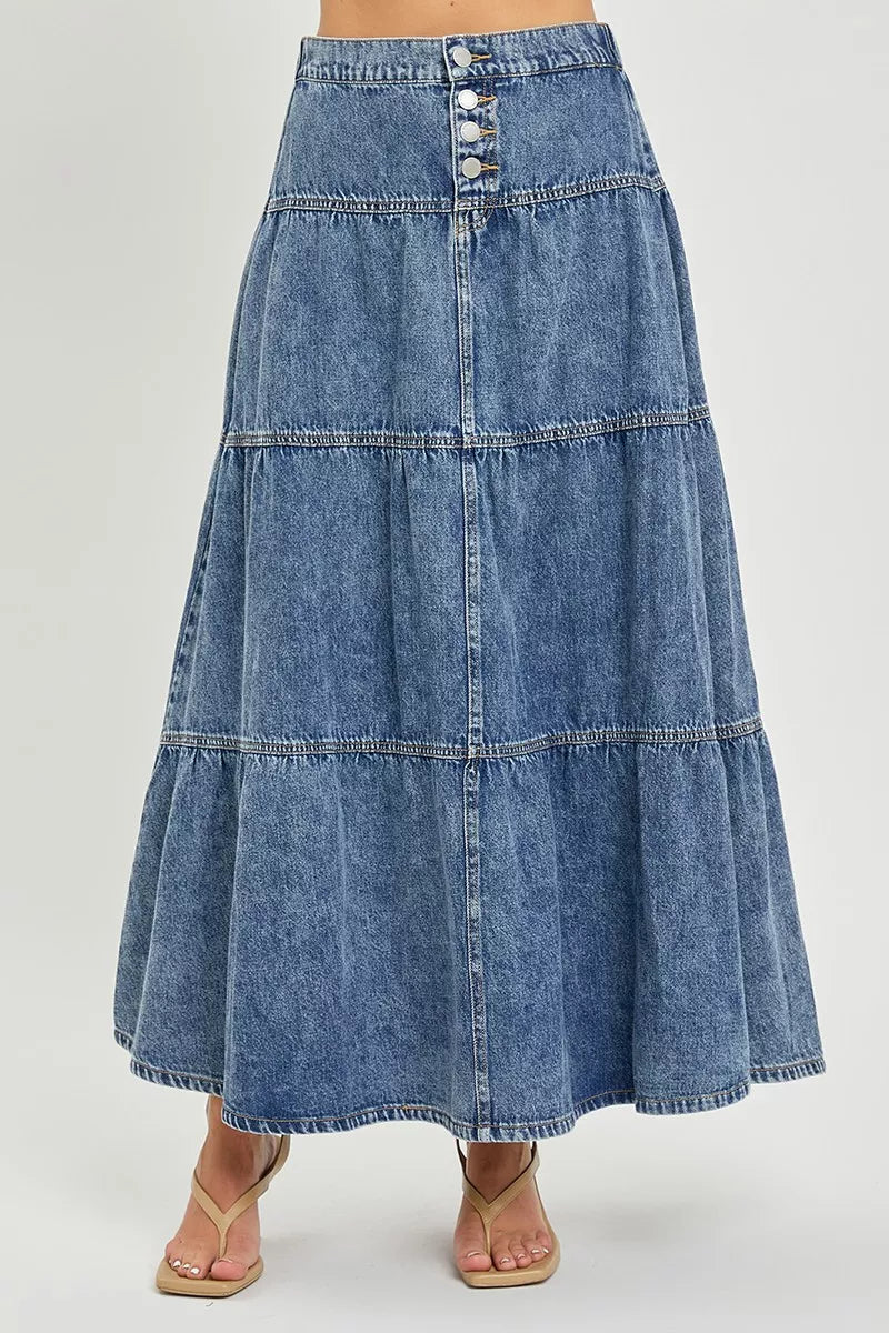 RISEN High Rise Ruffle Long Skirts