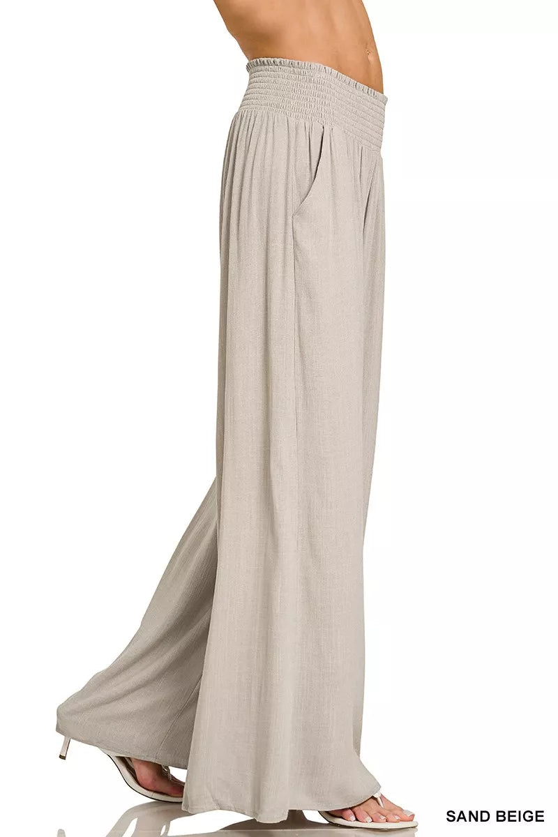 Zenana Smocked Waistband Wide Leg Lounge Pants