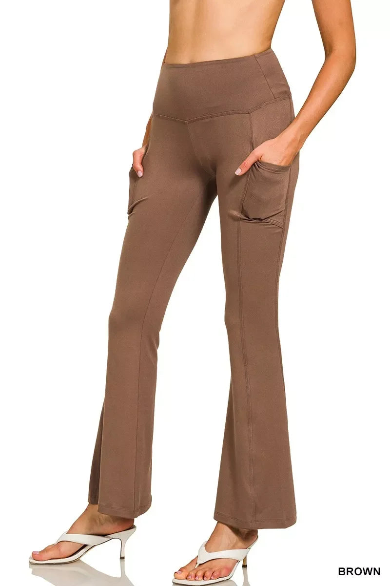 Zenana Brushed Dty Microfiber Flare Pants