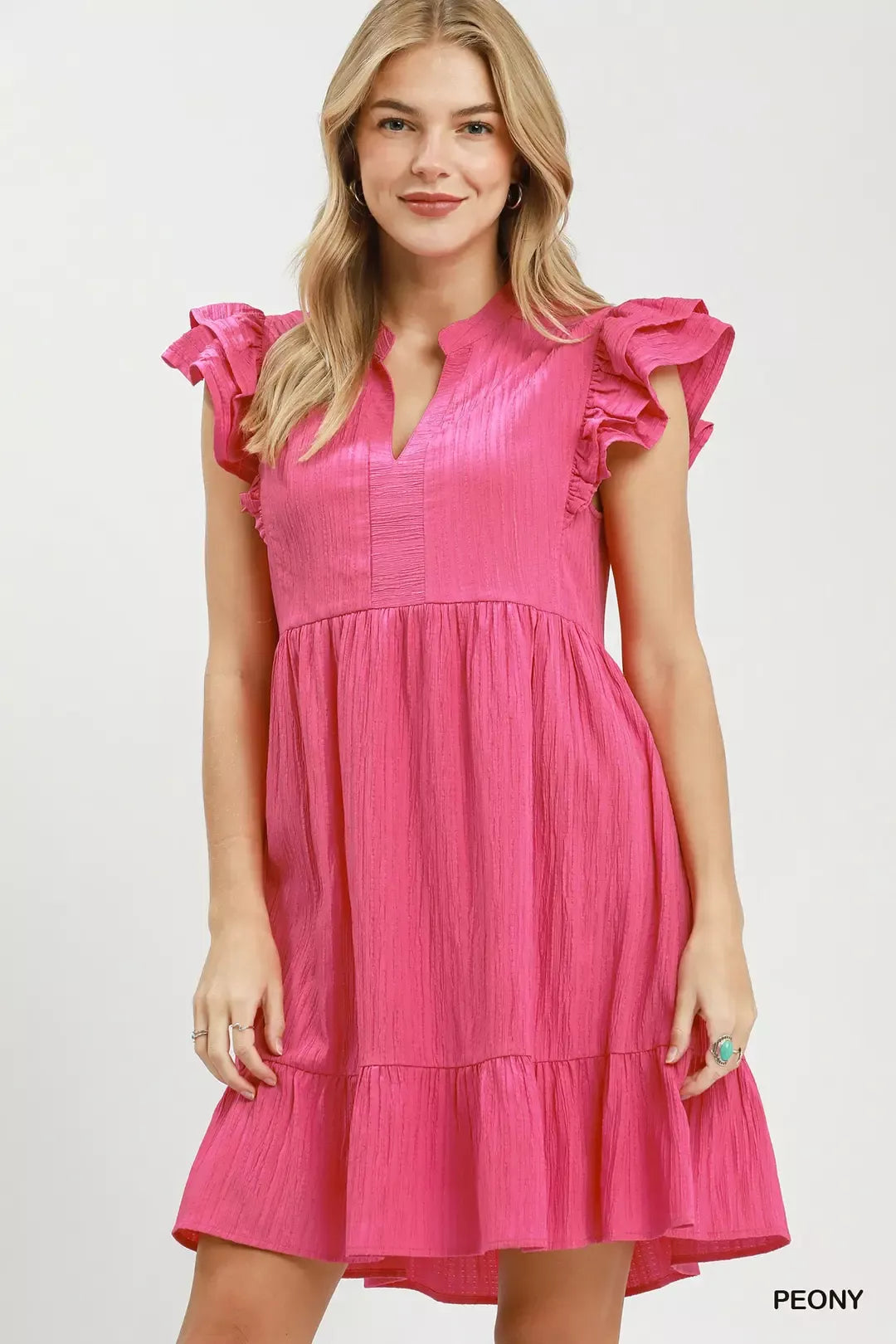 Umgee Ruffle Sleeve Babydoll Dress
