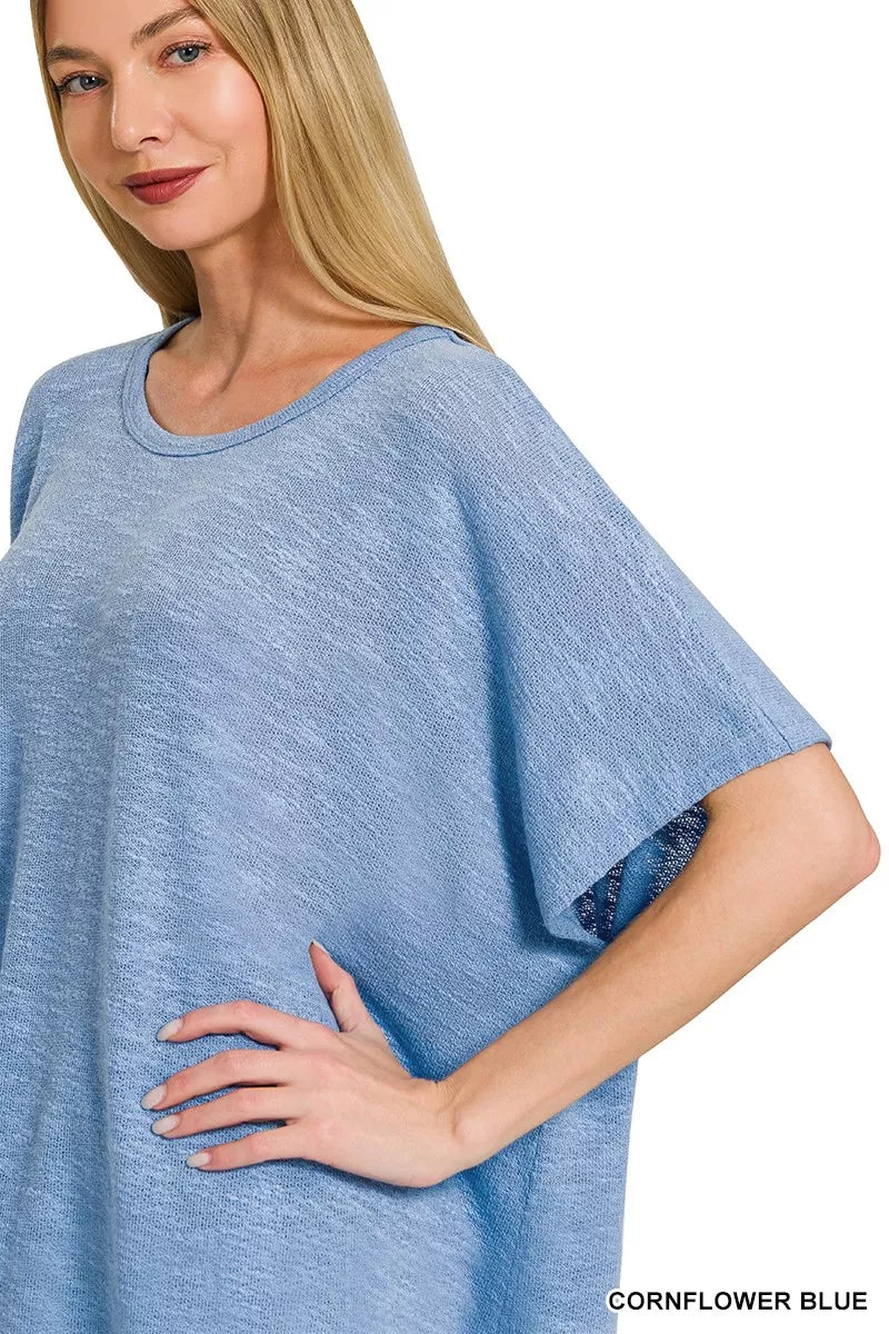 Zenana Oversized Slub Hacci Top