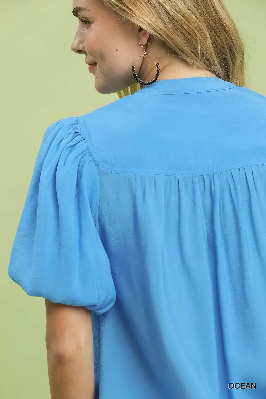 Umgee Button-Down Puff Sleeve Shirt