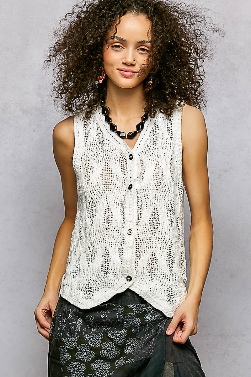 POL Button Down V-Neck Sweater Vest