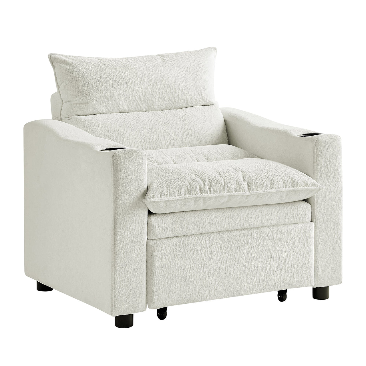 Sleeper Sofa Chair Bed, Convertible Sofa Chair 3-in-1, Adjustable Sleeper Chair Pullout Sofa Bed with Modern Velvet Fabric for Living Room Apartment Small Space, Beige