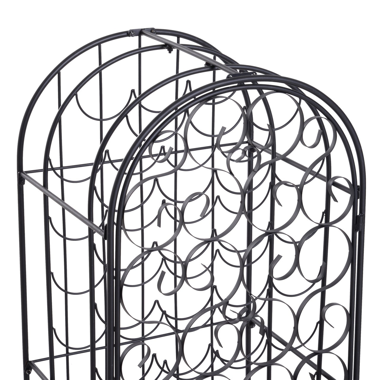 HOMCOM 35 Bottle Wrought Iron Wine Rack Cabinet with Lock - Black