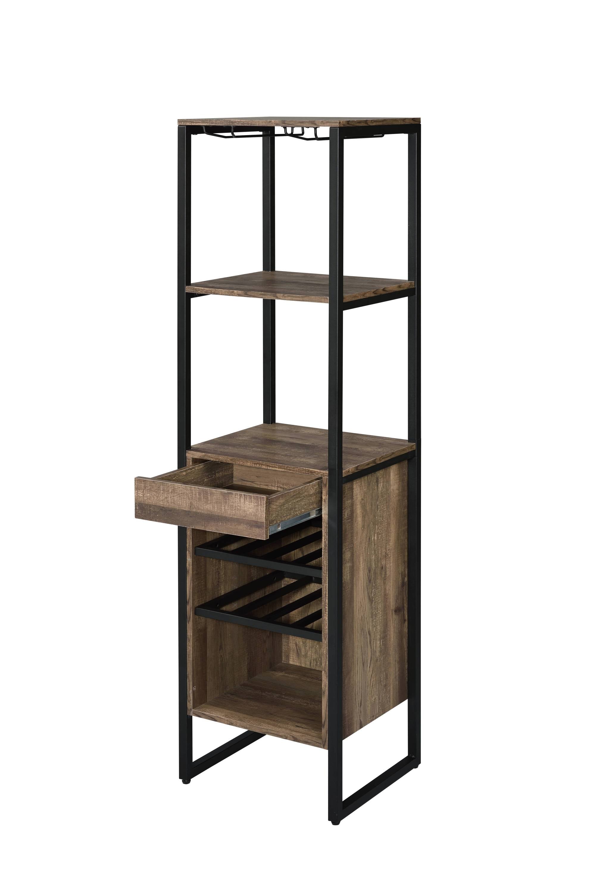 Narik Weathered Oak Finish Wine Rack