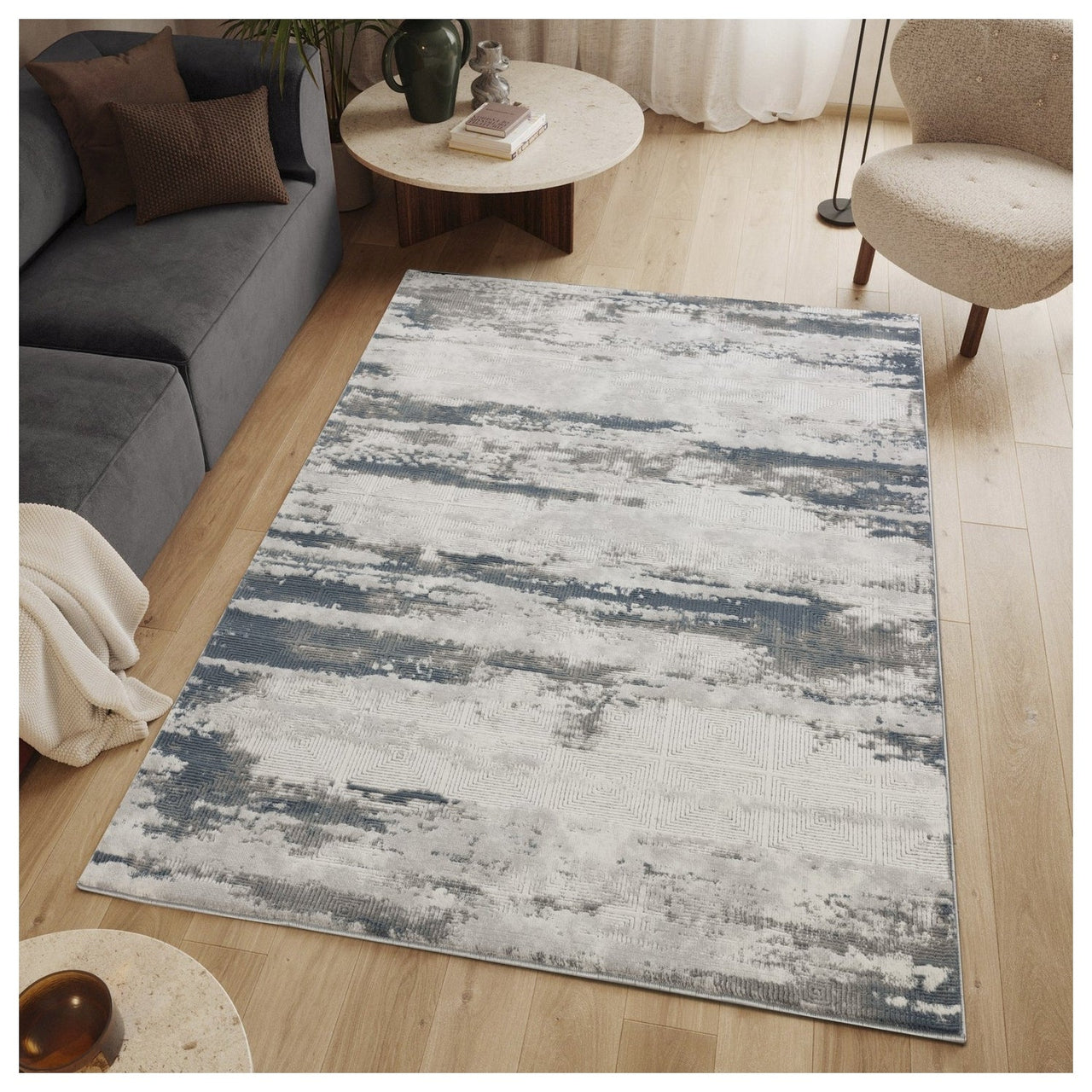 Geometrix GC_DIM1011 Gray 7 ft. 10 in. x 10 ft. 6 in. Contemporary Area Rug with Geometric 3D Effect